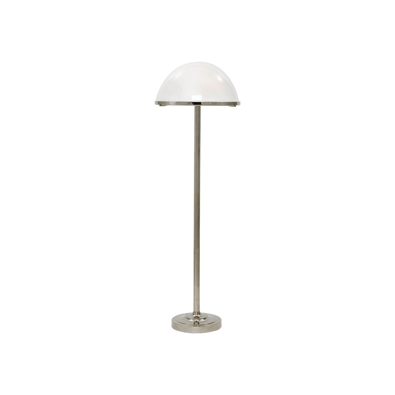 Austrian Adolf Loos Jugendstil Floor Lamp Brass Opaline Glass, Re-Edition For Sale