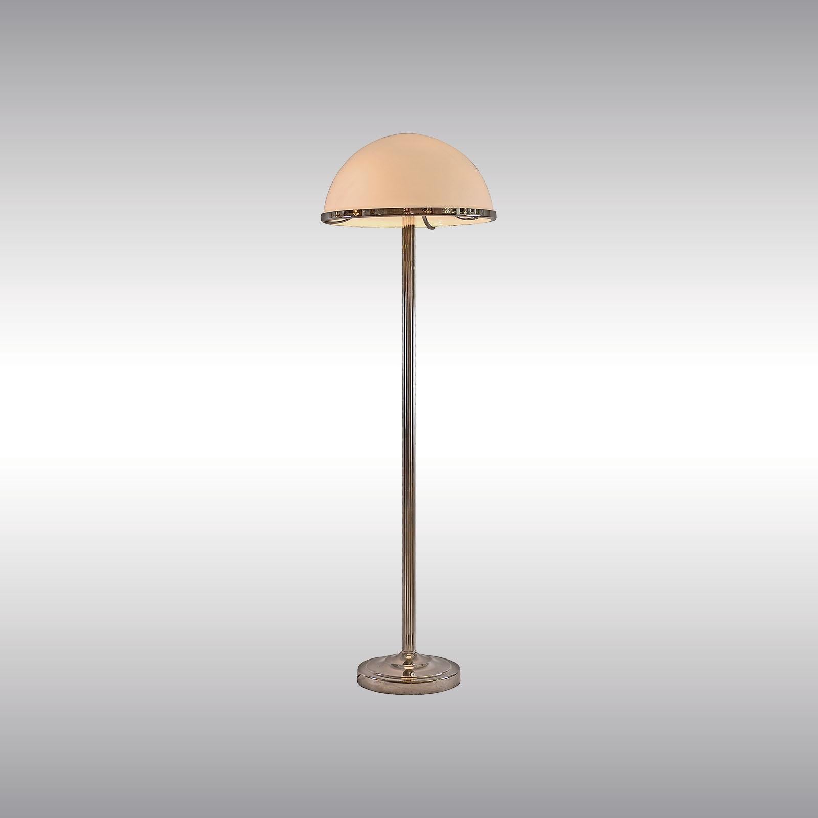 Adolf Loos Jugendstil Floor Lamp Brass Opaline Glass, Re-Edition For Sale 3