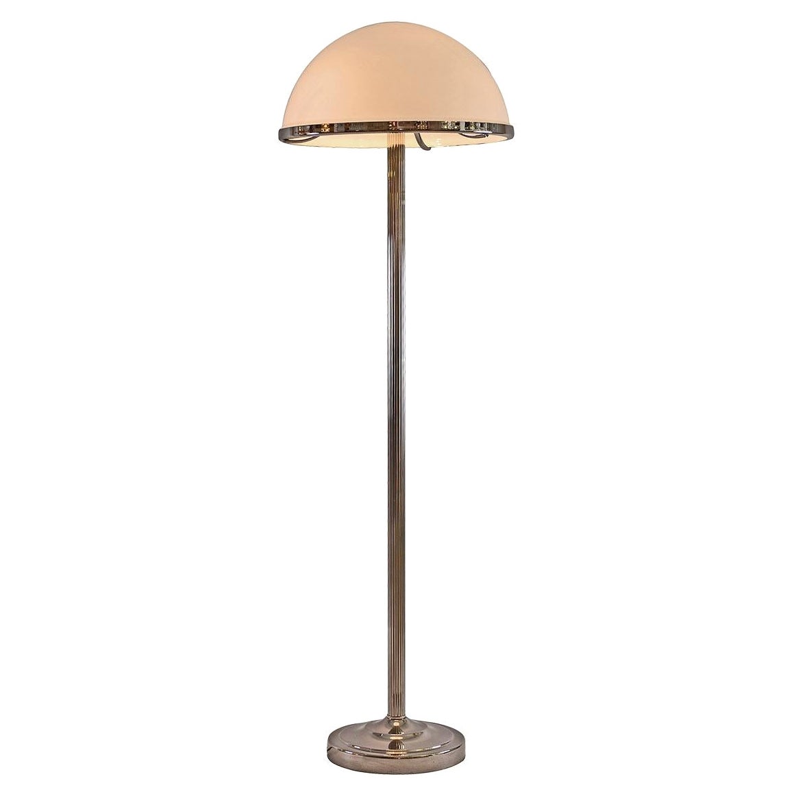 Adolf Loos Jugendstil Floor Lamp Brass Opaline Glass, Re-Edition