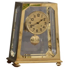 Adolf Loos Jugendstil Orologio da camino in ottone massiccio con vetro sfaccettato, Riedizione