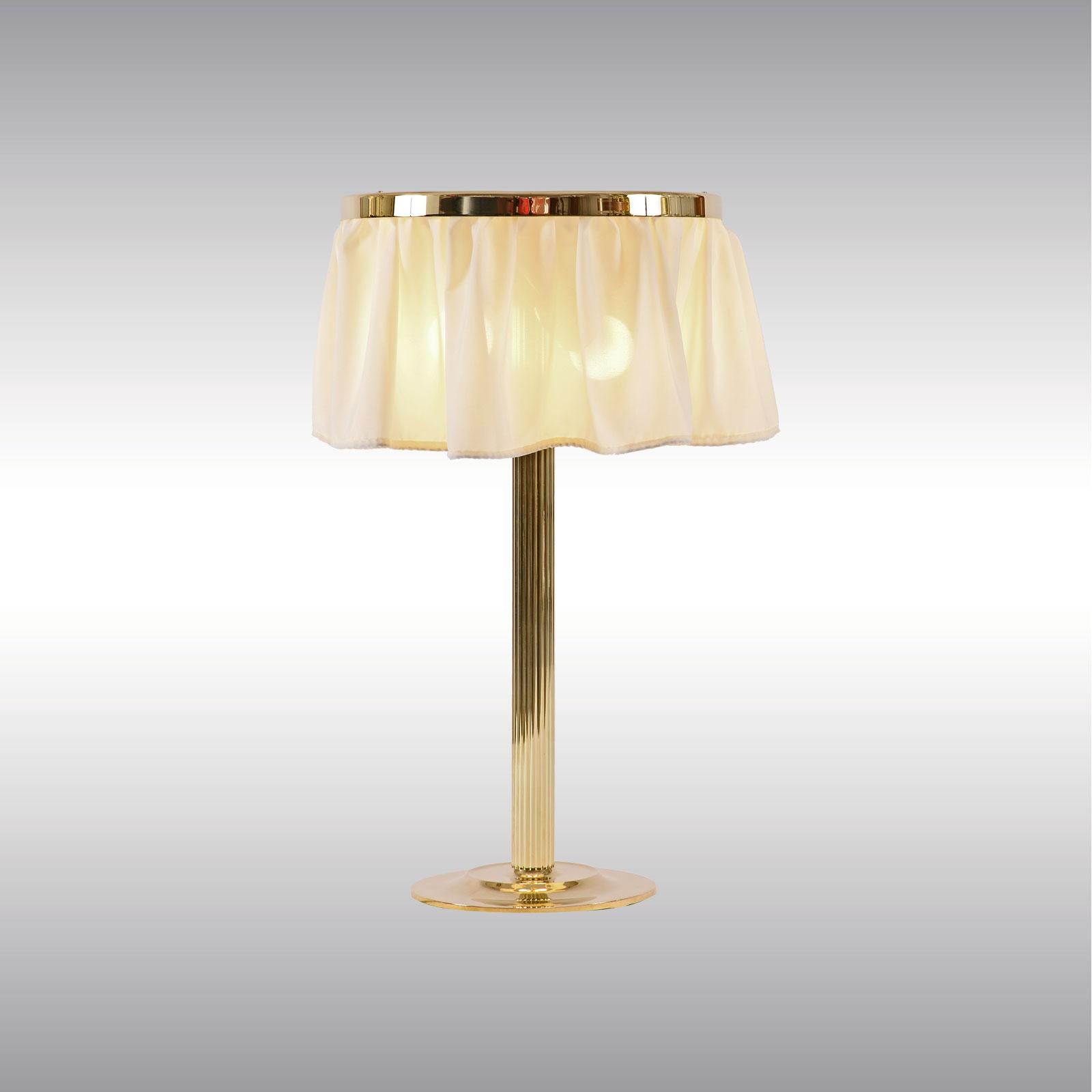 Austrian Adolf Loos Jugendstil Silk and Brass Table Lamp, Re-Edition For Sale