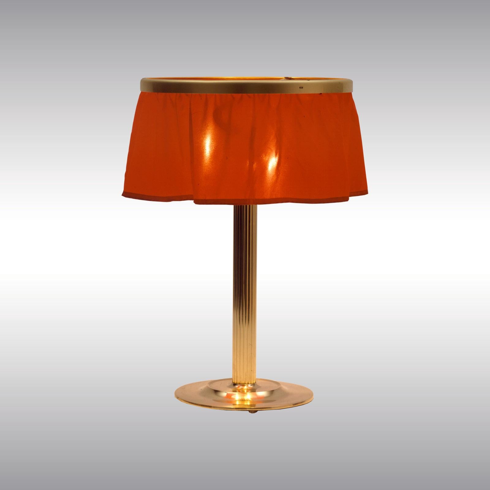 Varnished Adolf Loos Jugendstil Silk and Brass Table Lamp, Re-Edition For Sale