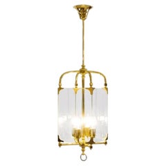 Adolf Loos Secession Jugendstil Glas und Messing Laterne Kronleuchter Re-Edition