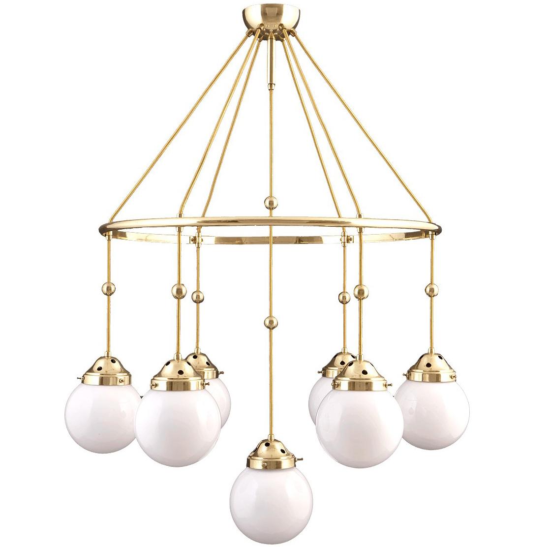 These kind of chandeliers were often used by Adolf Loos in mansions he designed.

All components according to the UL regulations, with an additional charge we will UL-list and label our fixtures.
 