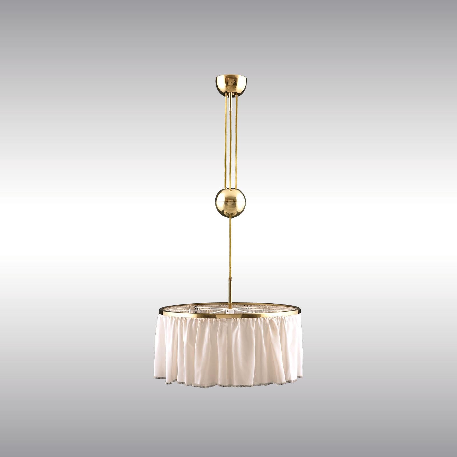 Austrian Adolf Loos Silk and Brass Pulley-Chandelier, Re-Edition For Sale
