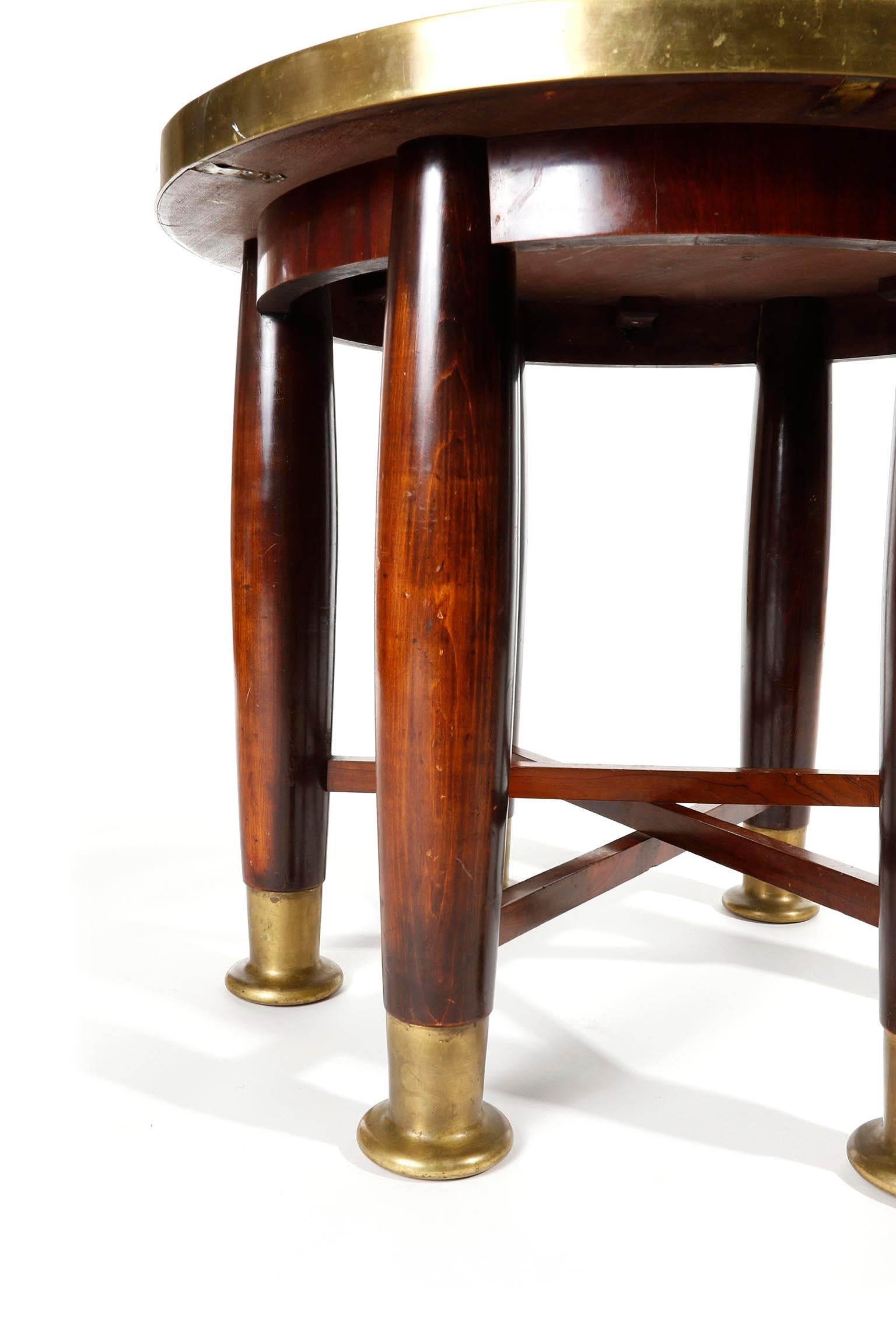 Adolf Loos Six-Legged 'Haberfeld' Table, F.O. Schmidt, Brass Wood, Austria, 1899 For Sale 1