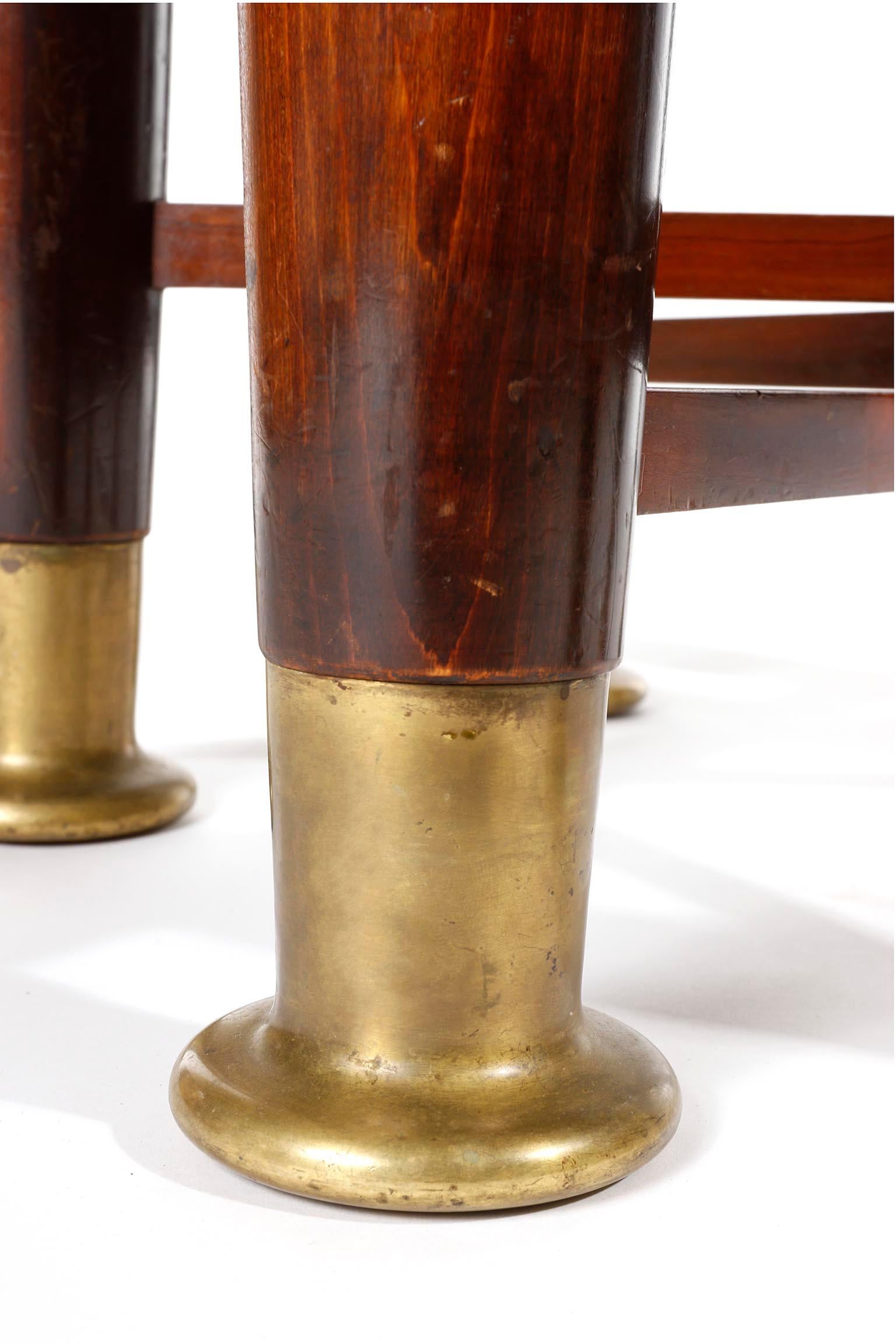Adolf Loos Six-Legged 'Haberfeld' Table, F.O. Schmidt, Brass Wood, Austria, 1899 For Sale 2