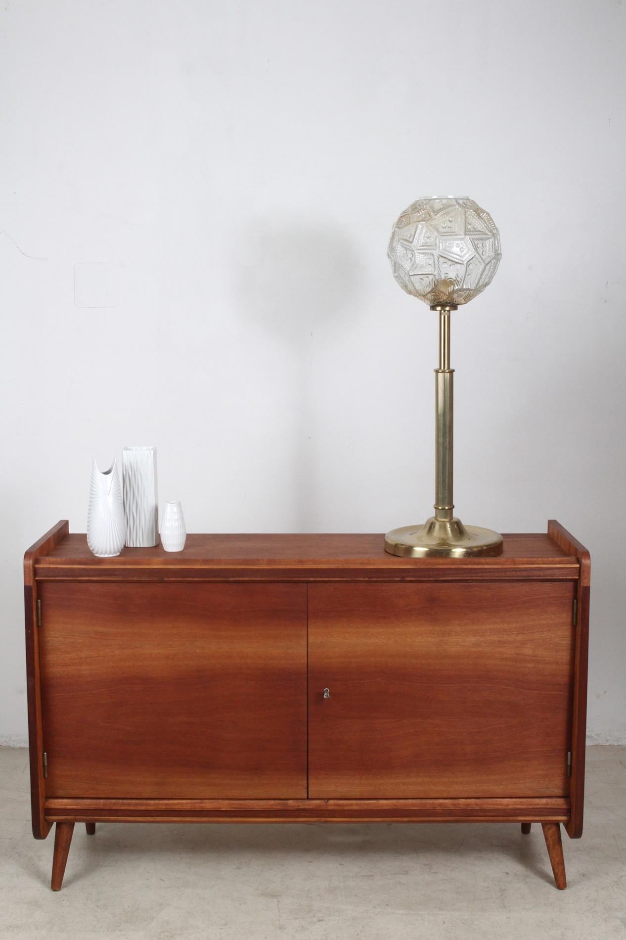 20th Century Adolf Loos Stlye Brass Floor Lamp with a Unique Glass Shade For Sale