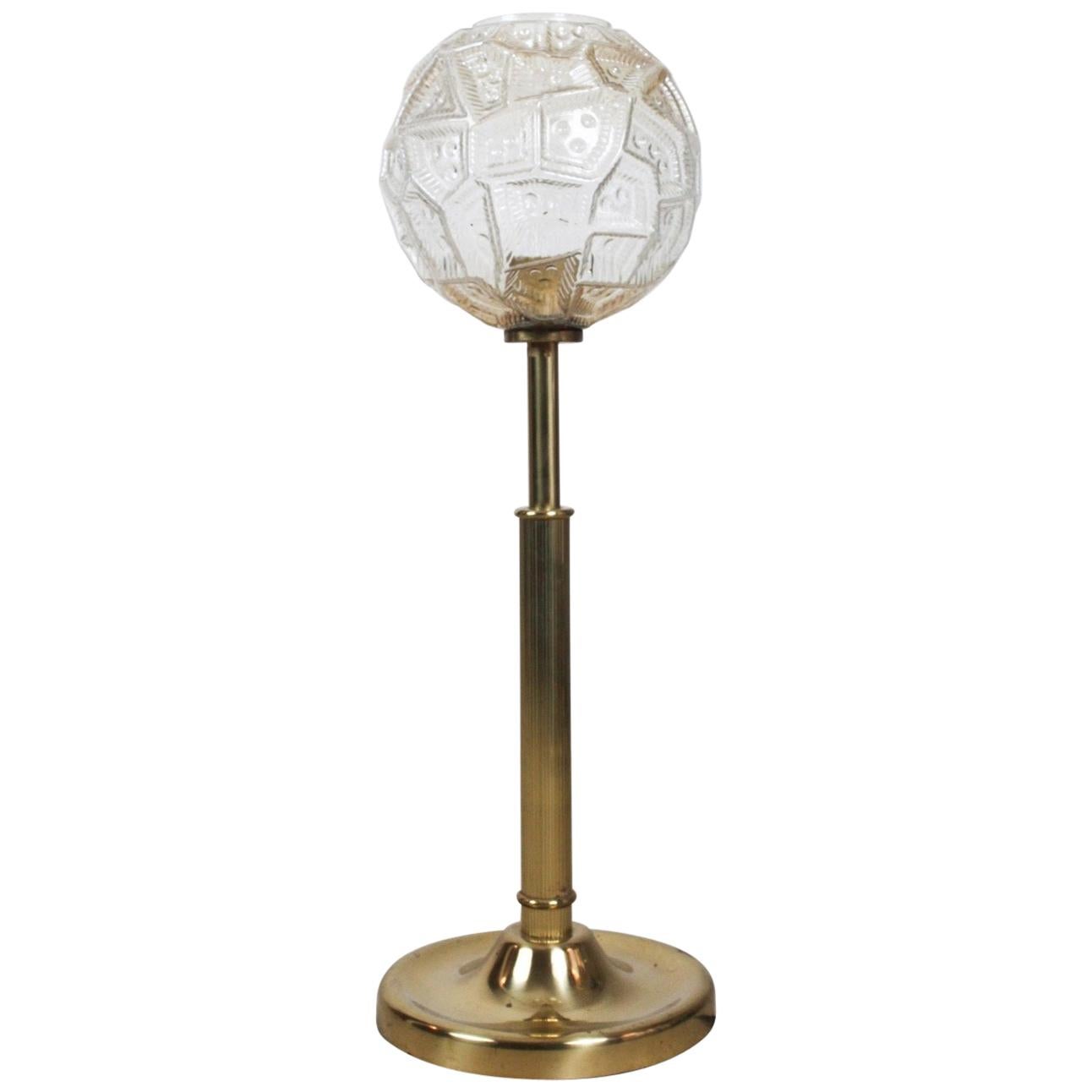 Adolf Loos Stlye Brass Floor Lamp with a Unique Glass Shade For Sale