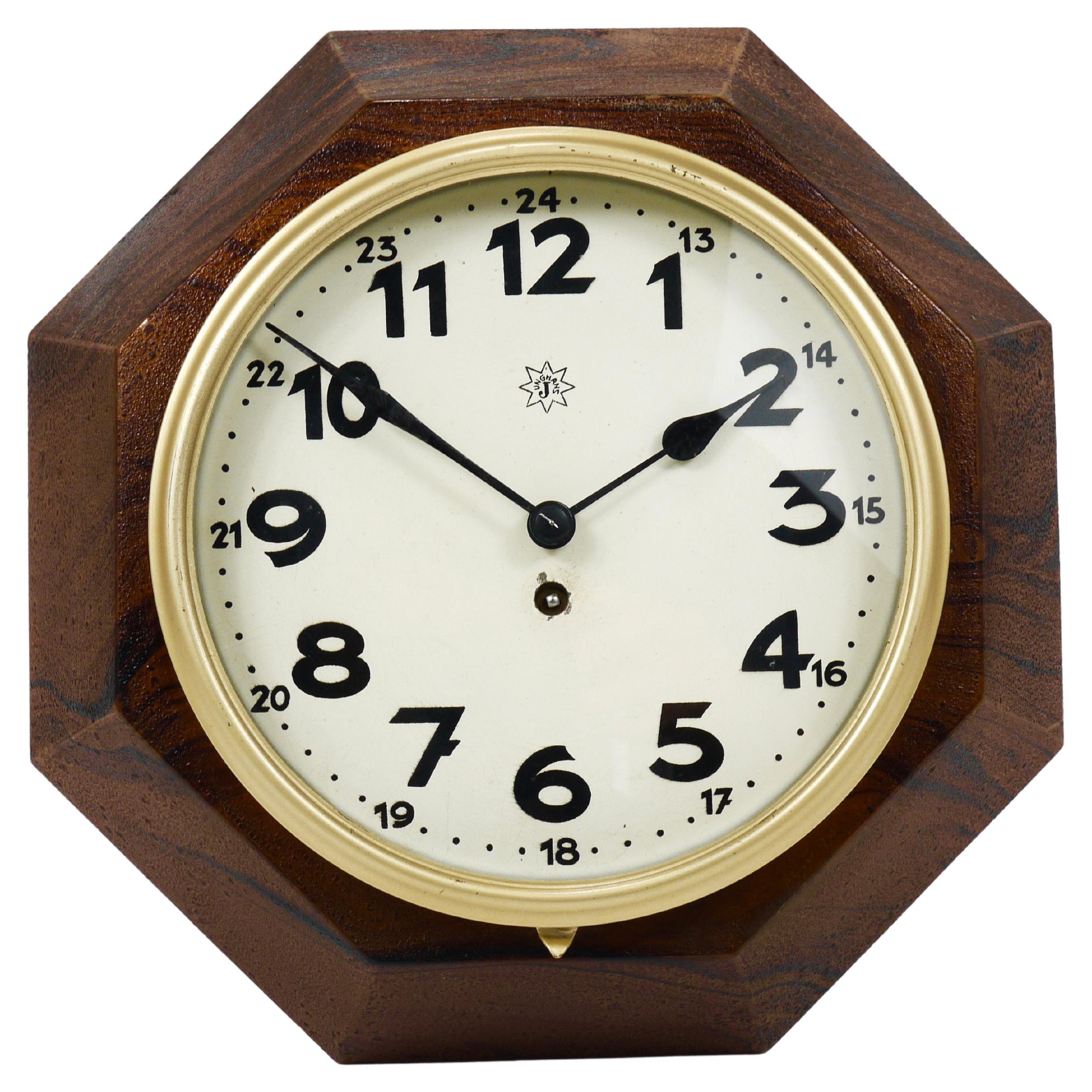 Adolf Loos Vienna Modernism Wall Clock by Junghans, Germany, 1920s