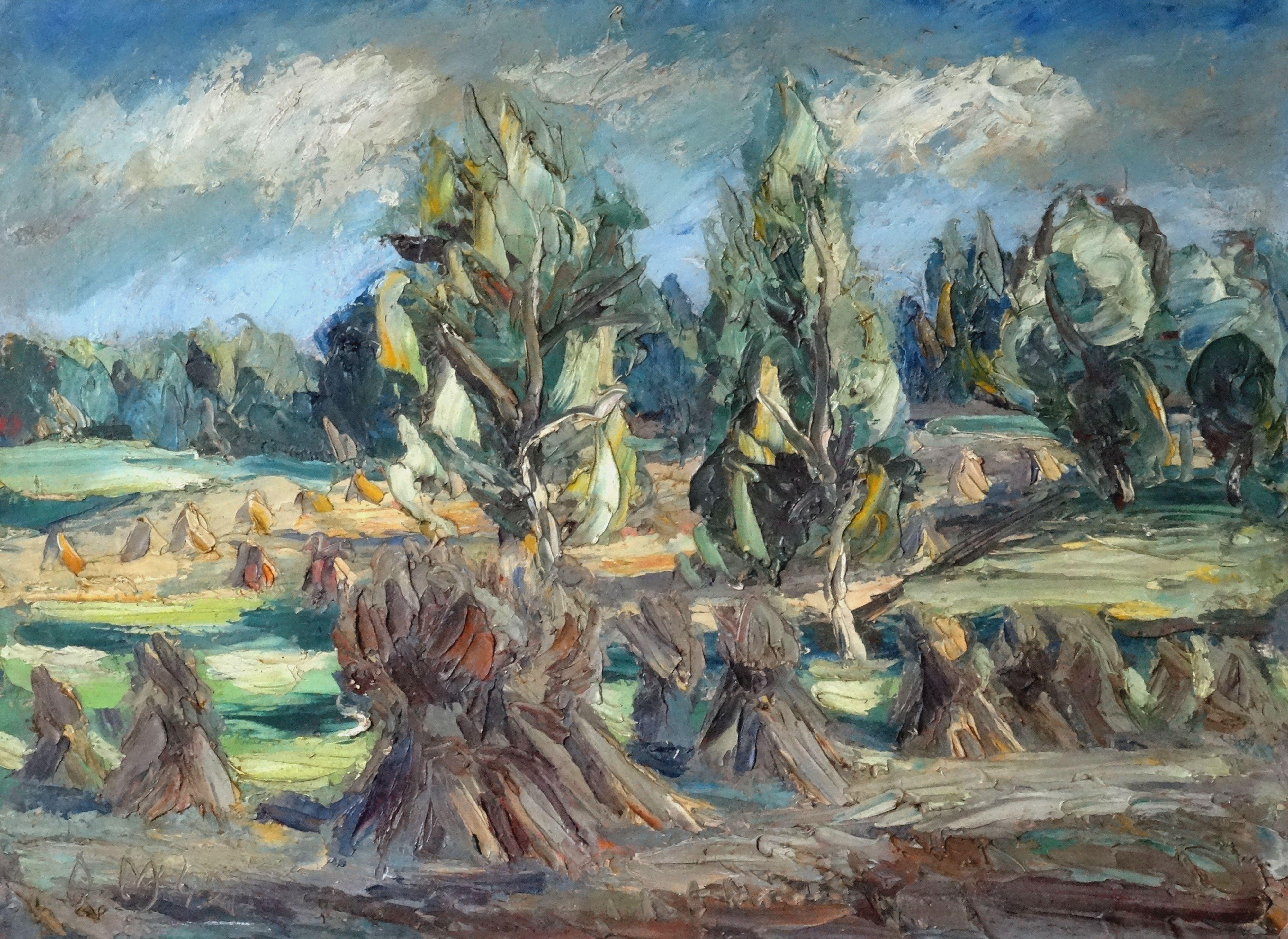 Herbstabend  1943, Öl auf Karton, 45x60 cm, Öl