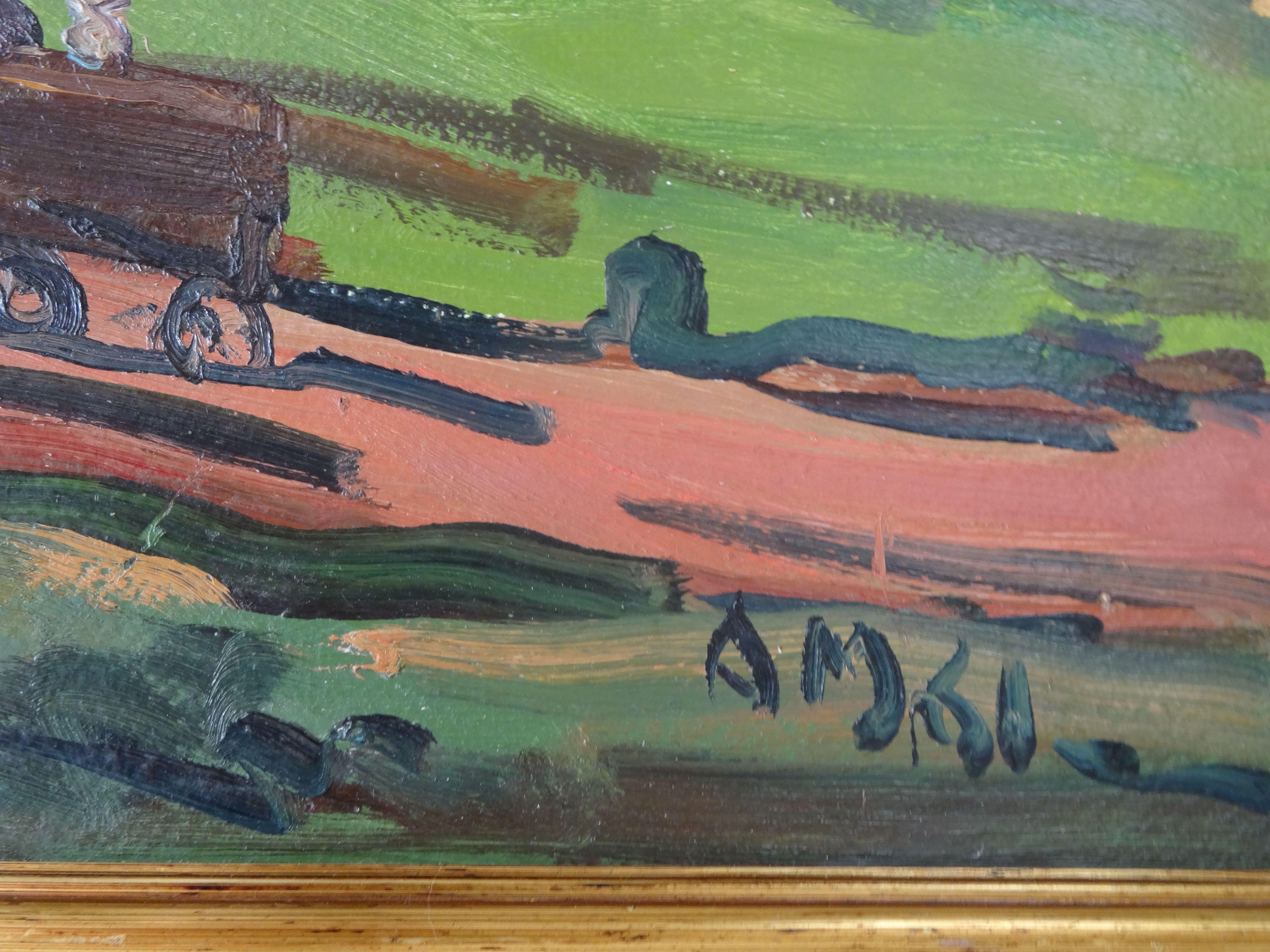 Paisaje de verano - Landscape Painting Marrón de Adolf Melnars