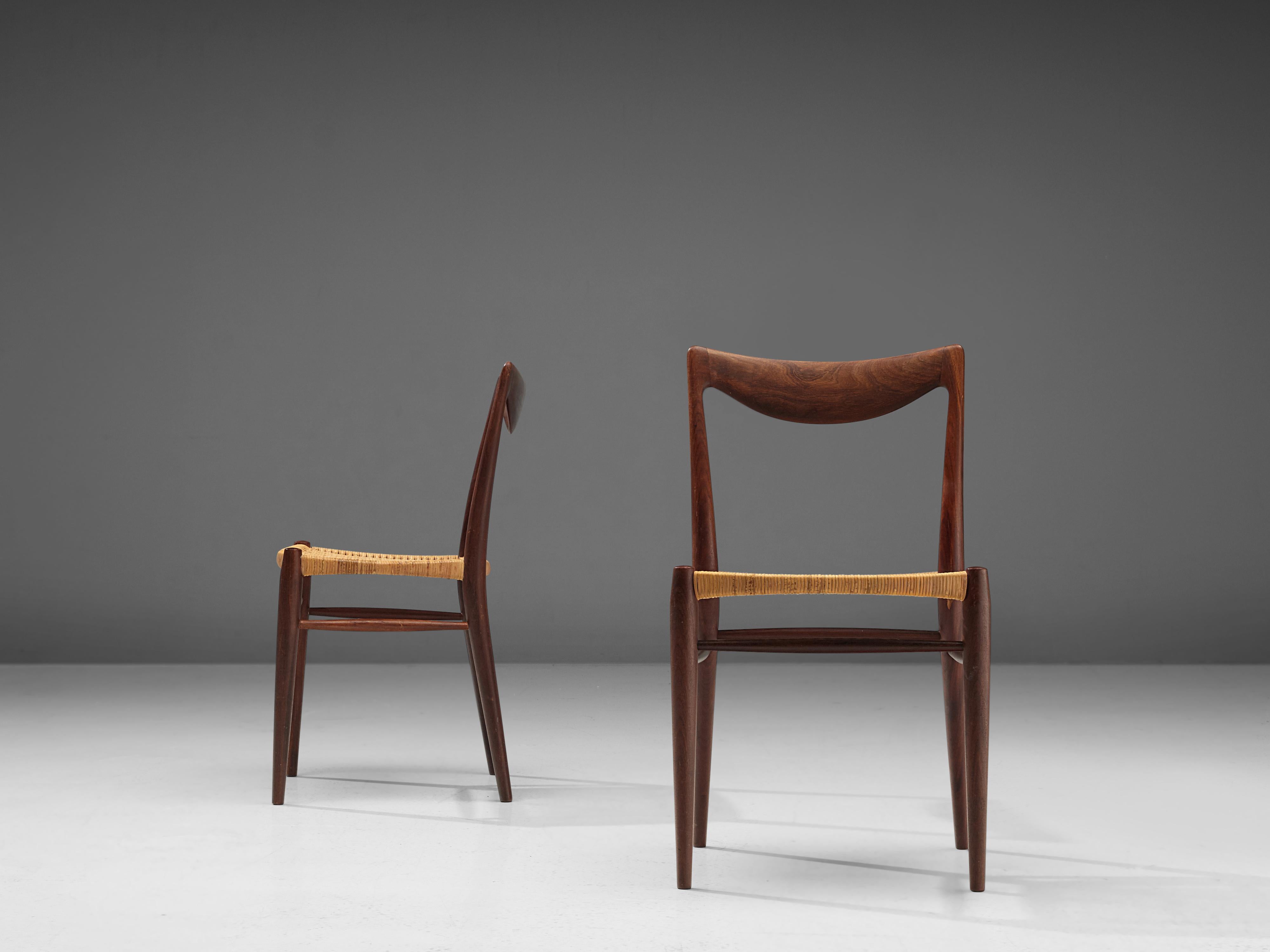 Adolf Relling and Rolf Rastad Set of Four Dining Chairs in Teak and Cane In Good Condition In Waalwijk, NL