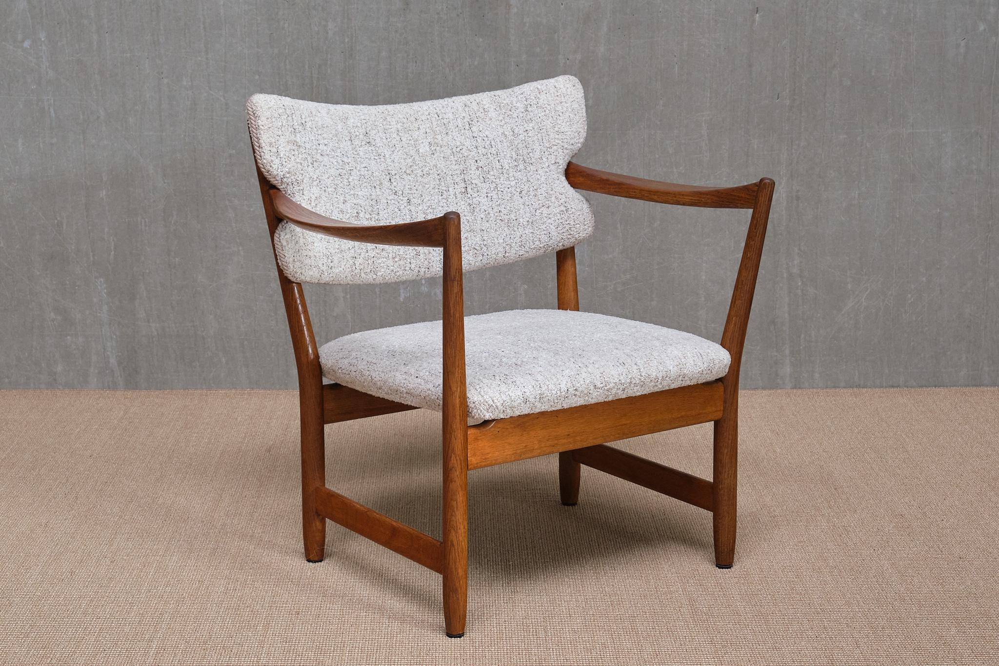 This elegant armchair, designed by Adolf Relling and Fredrik Kayser in 1946, is a rare model also known as 'Kaminstolen,' which translates roughly to 
