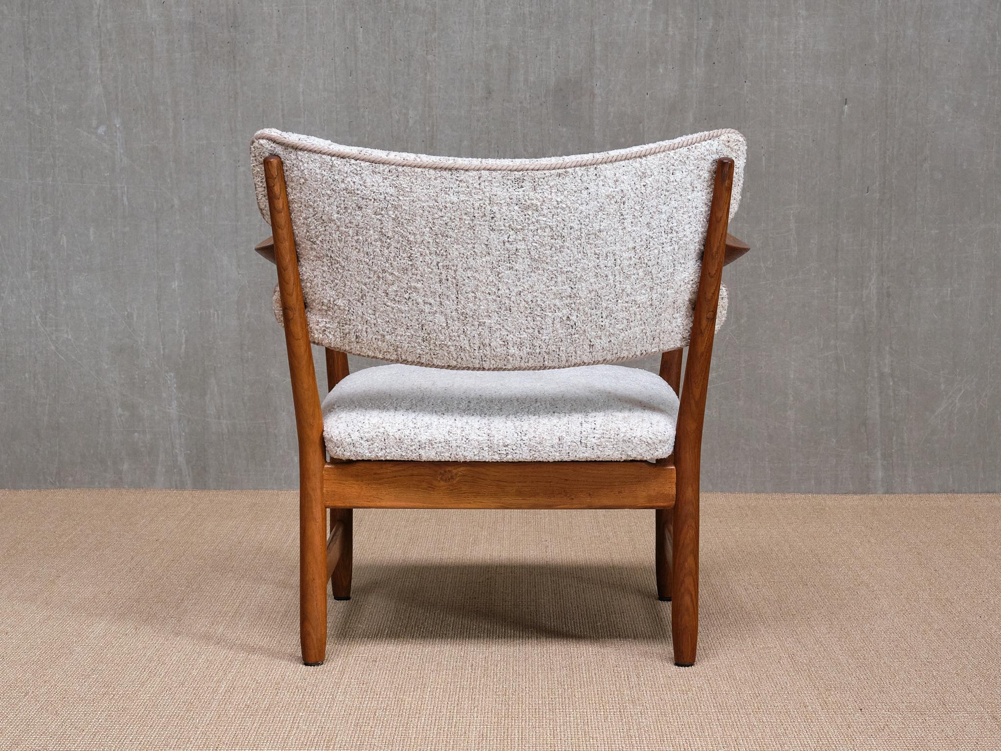 Fabric Adolf Relling & Fredrik Kayser 'Fireplace' Armchair in Oak, Dokka, Norway, 1958 For Sale