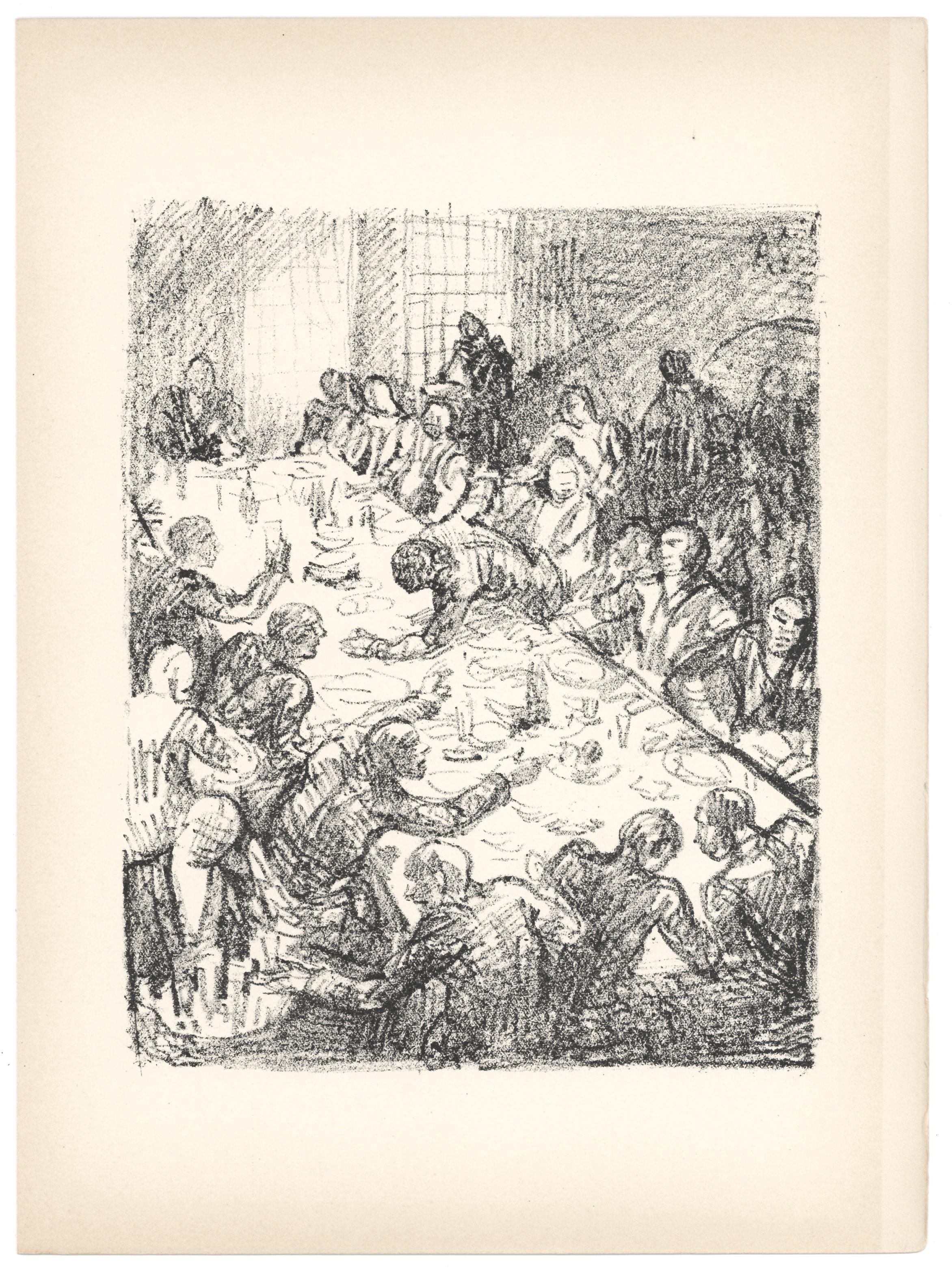 "The Banquet" (Das Gastmahl) original lithograph - Print by Adolf Schinnerer
