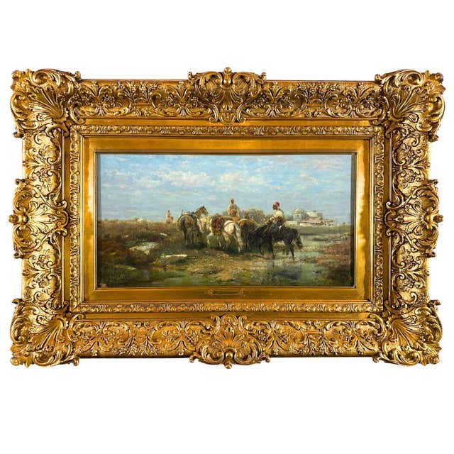 Unknown - Orientalist Caravan Crossing Desert Rocks For Sale at 1stDibs