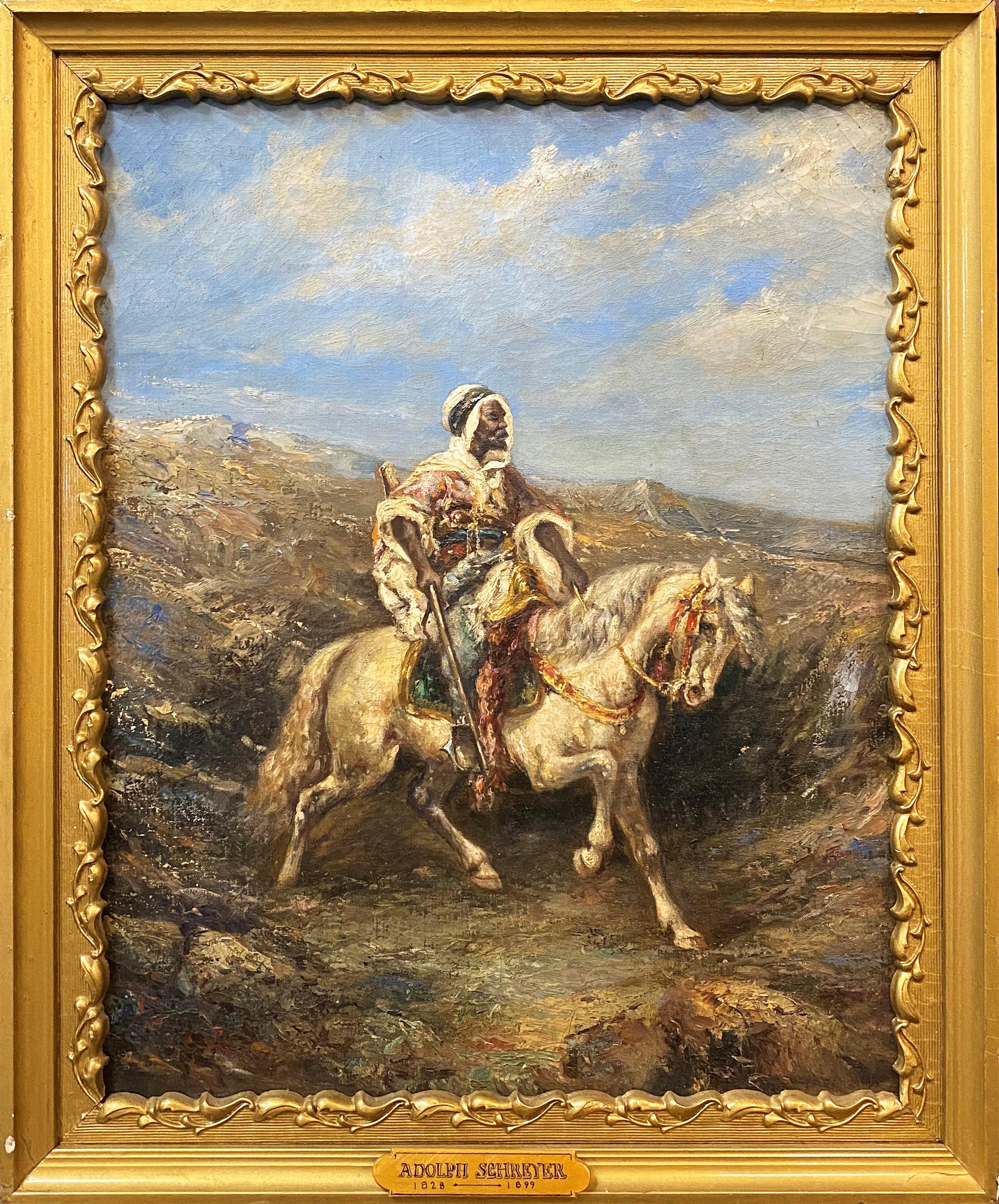 Adolf Schreyer Animal Painting - Arabian Horseman
