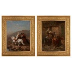 Pair of Orientalist paintings of Arabian horsemen by A. Schreyer