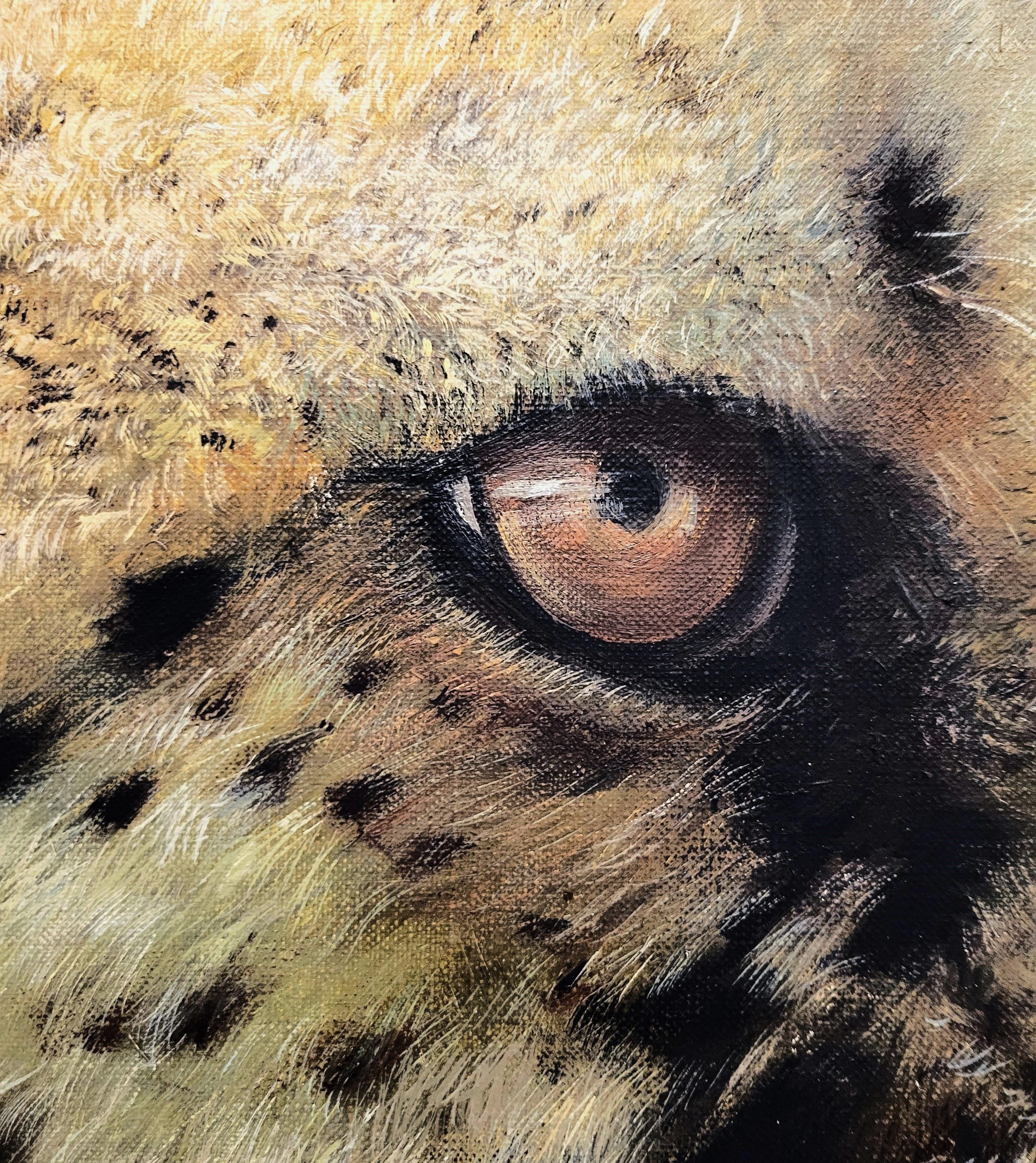Guepardo Atacante /// Pintura Retrato de un Gran Gato Africano Salvaje Safari en venta 6