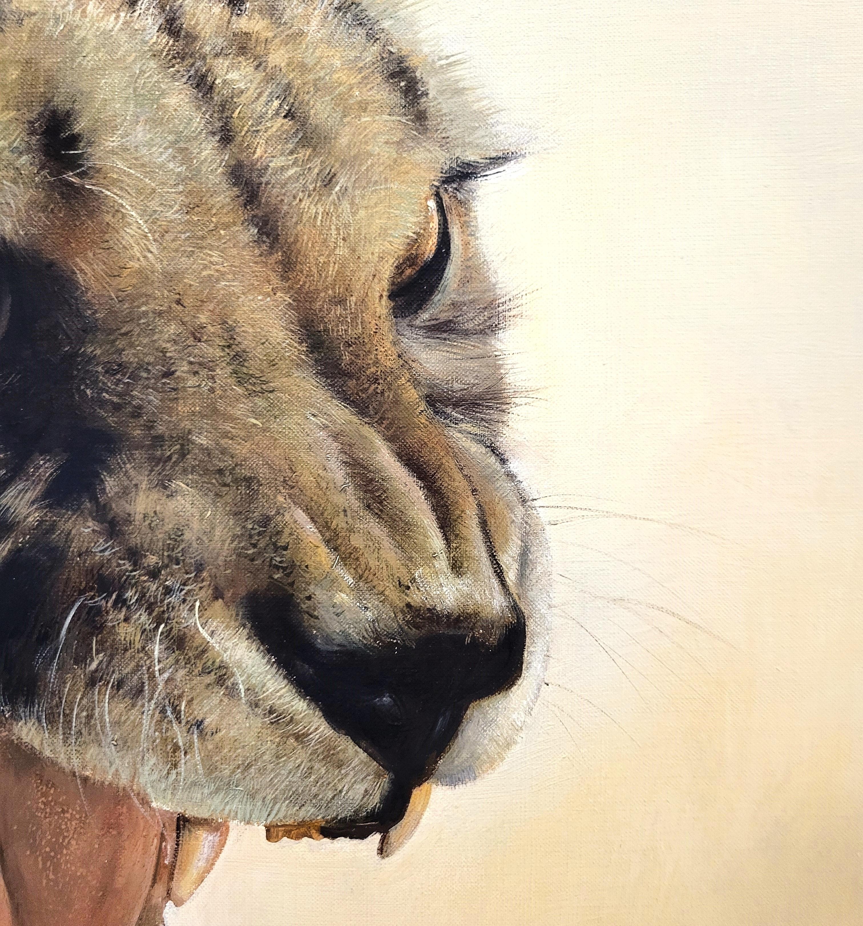 Guepardo Atacante /// Pintura Retrato de un Gran Gato Africano Salvaje Safari en venta 7