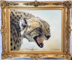 Attacking Cheetah /// African Wildlife Safari Big Cat Animal Portrait Painting