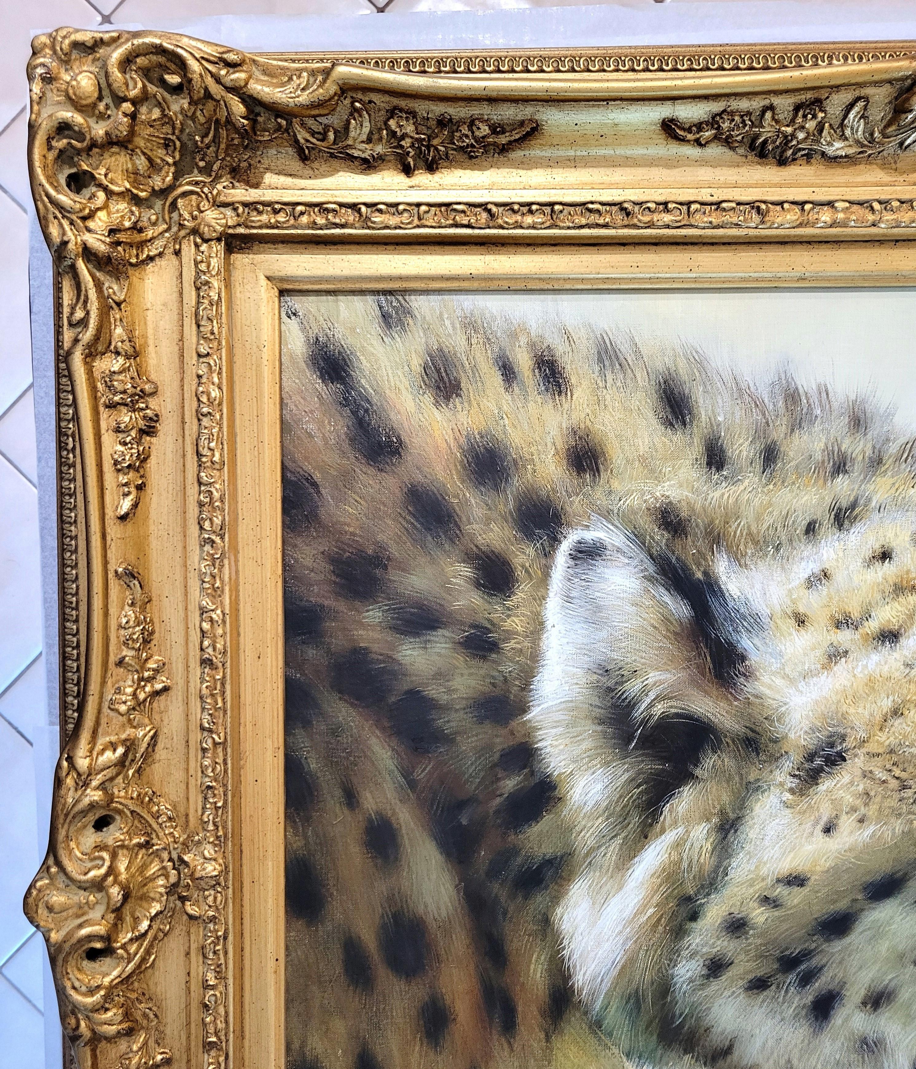 Guepardo Atacante /// Pintura Retrato de un Gran Gato Africano Salvaje Safari - Animal Painting Beige de Adolf Sehring
