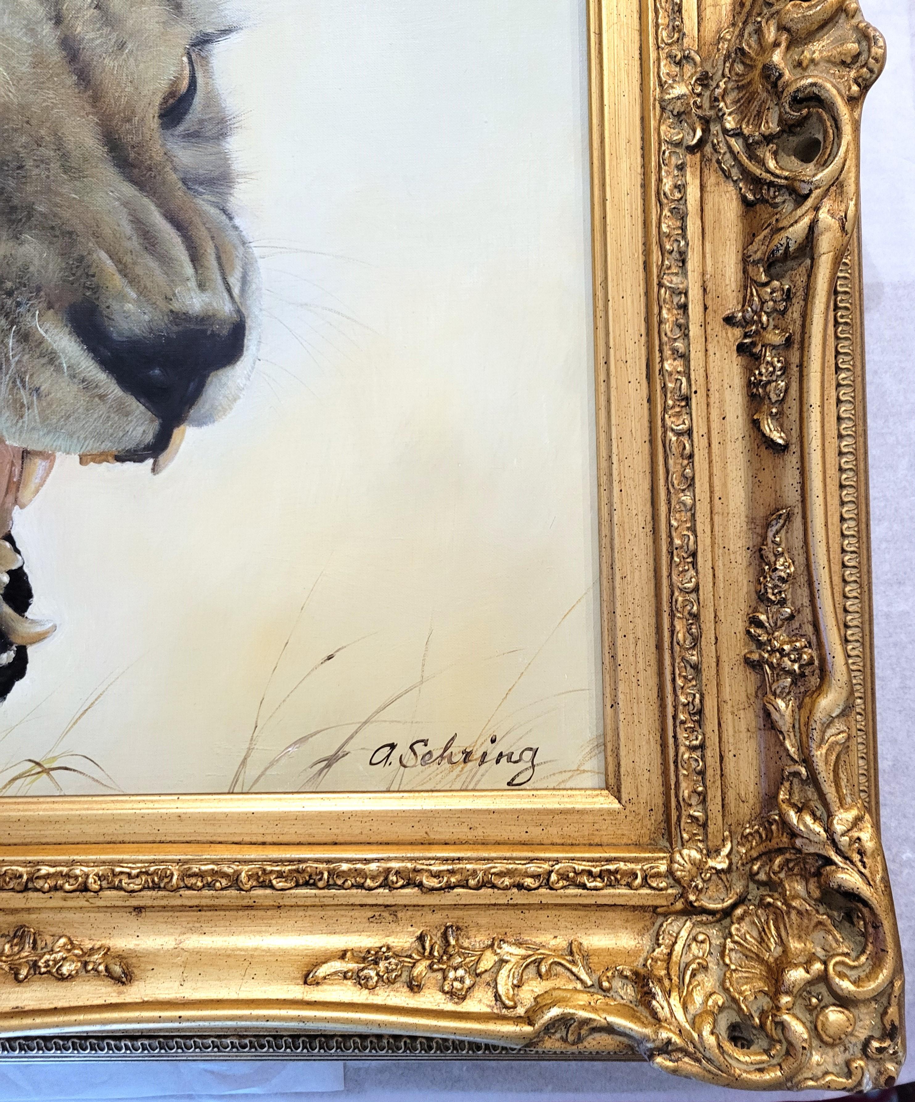 Guepardo Atacante /// Pintura Retrato de un Gran Gato Africano Salvaje Safari en venta 1