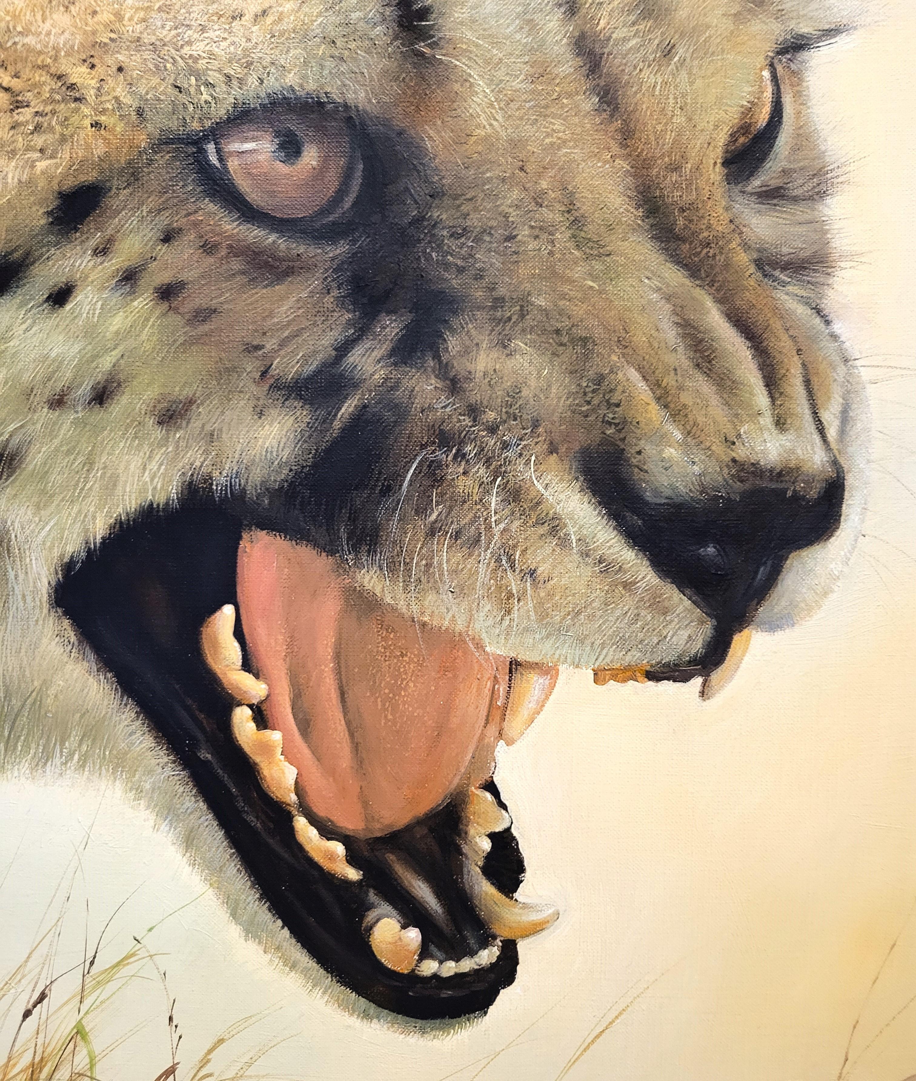 Guepardo Atacante /// Pintura Retrato de un Gran Gato Africano Salvaje Safari en venta 3