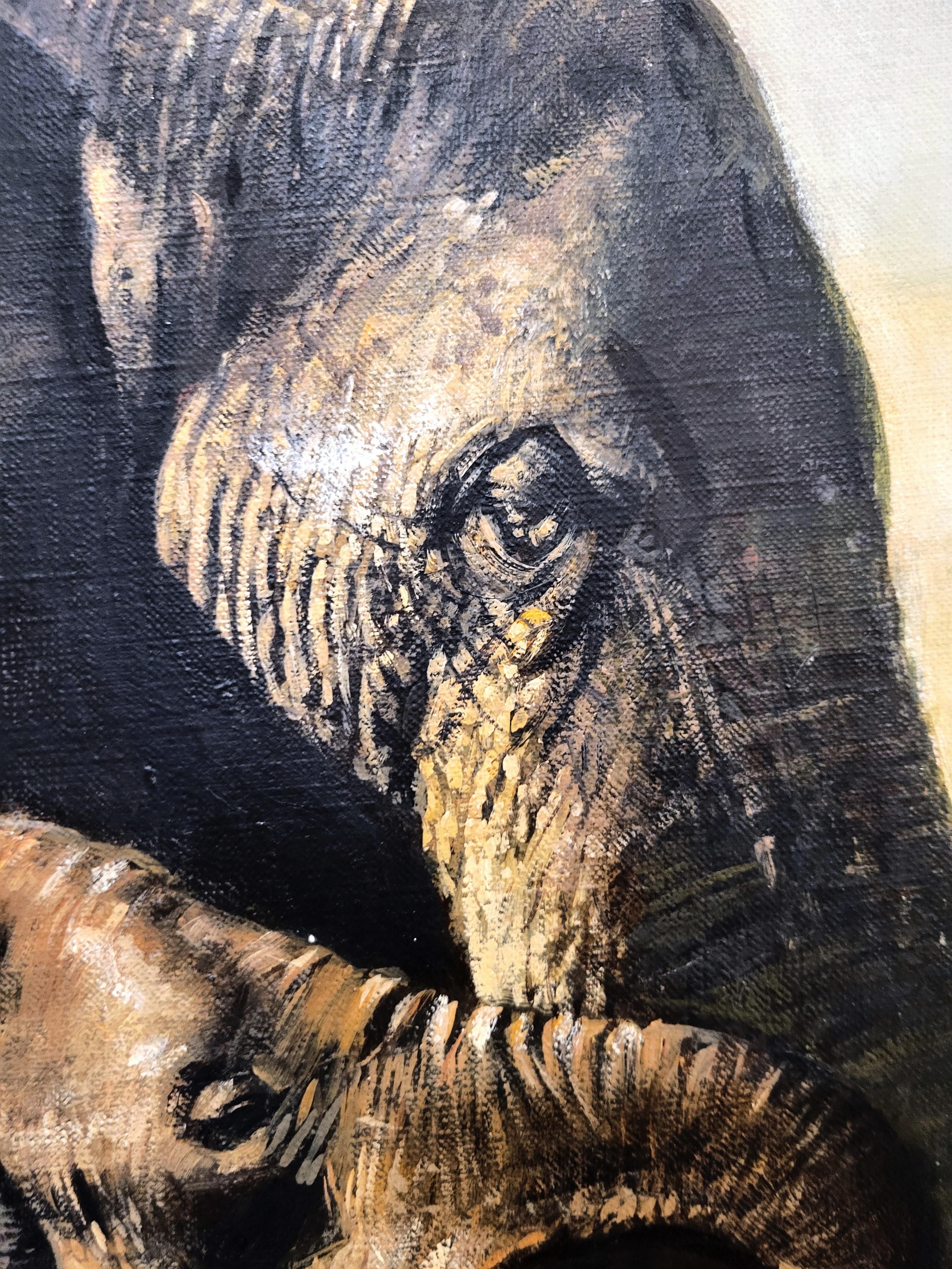 Temporada seca /// Pintura al óleo de animales en manada de elefantes de gran safari de fauna africana en venta 6