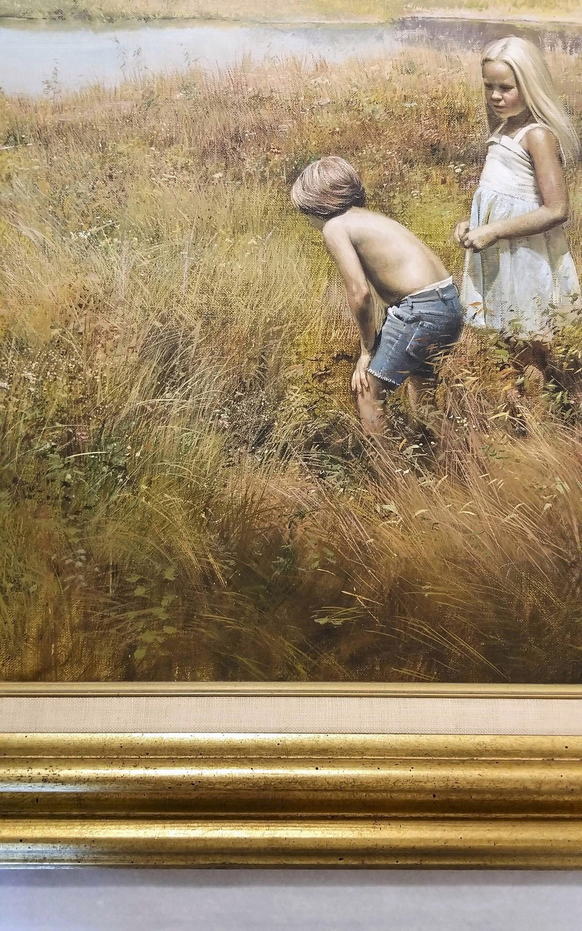 Fun Time /// Adolf Sehring Pintura al óleo Niños Virginia Paisaje Realismo Arte en venta 9