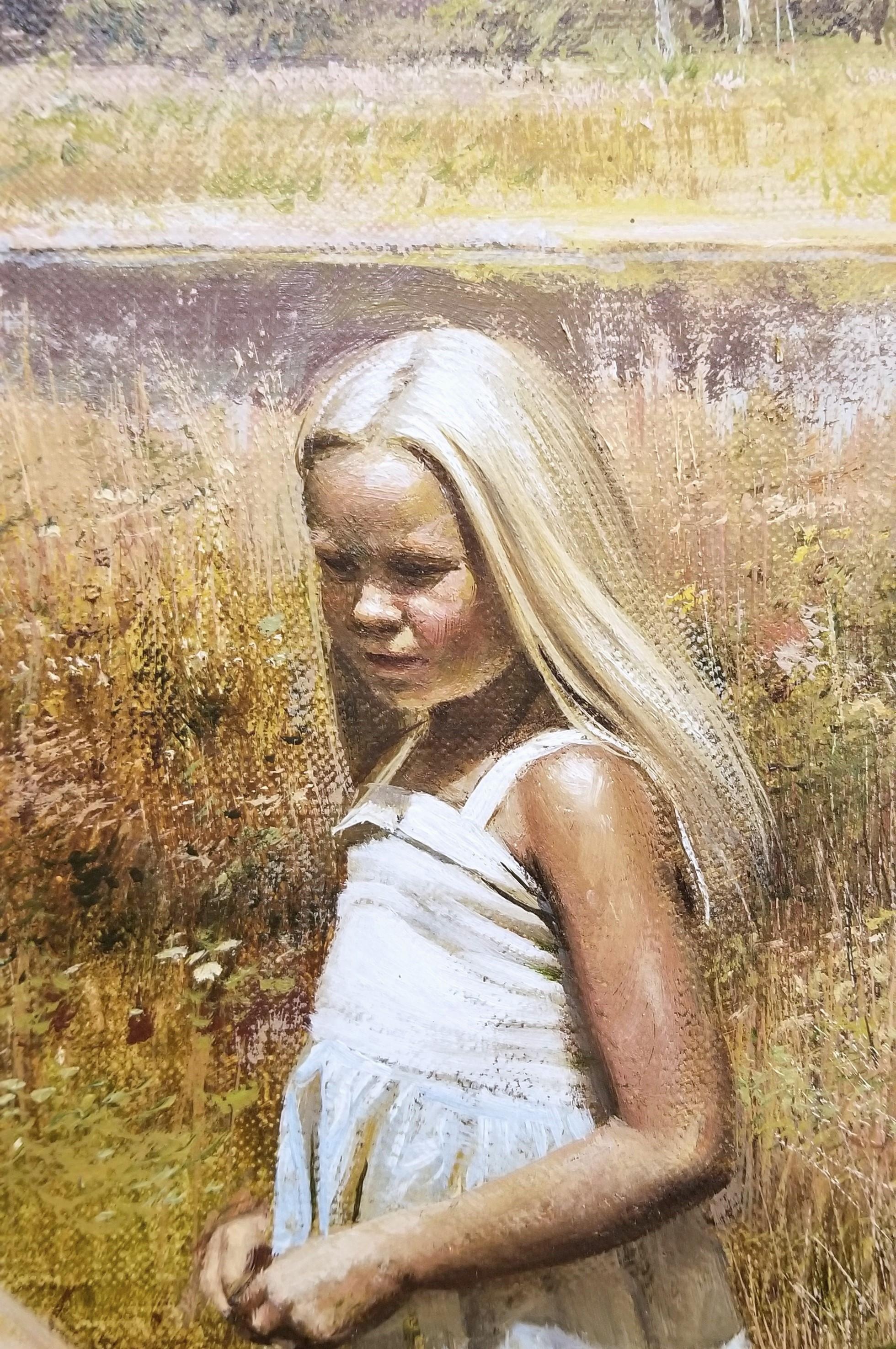 Fun Time /// Adolf Sehring Pintura al óleo Niños Virginia Paisaje Realismo Arte en venta 12