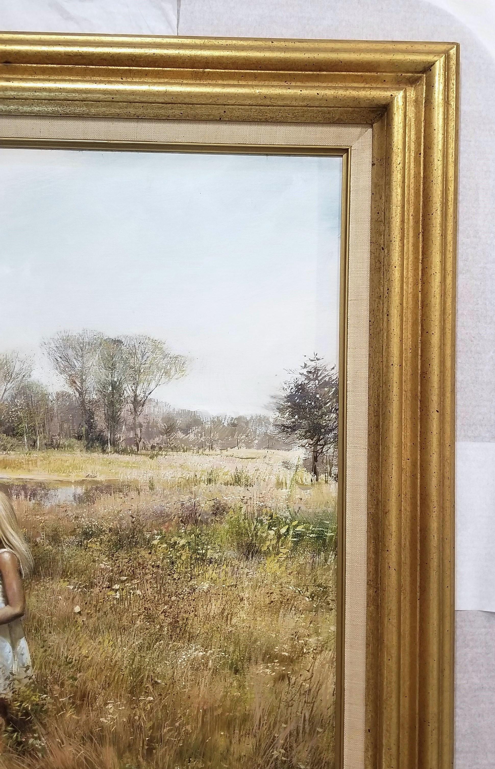 Fun Time /// Adolf Sehring Pintura al óleo Niños Virginia Paisaje Realismo Arte en venta 6
