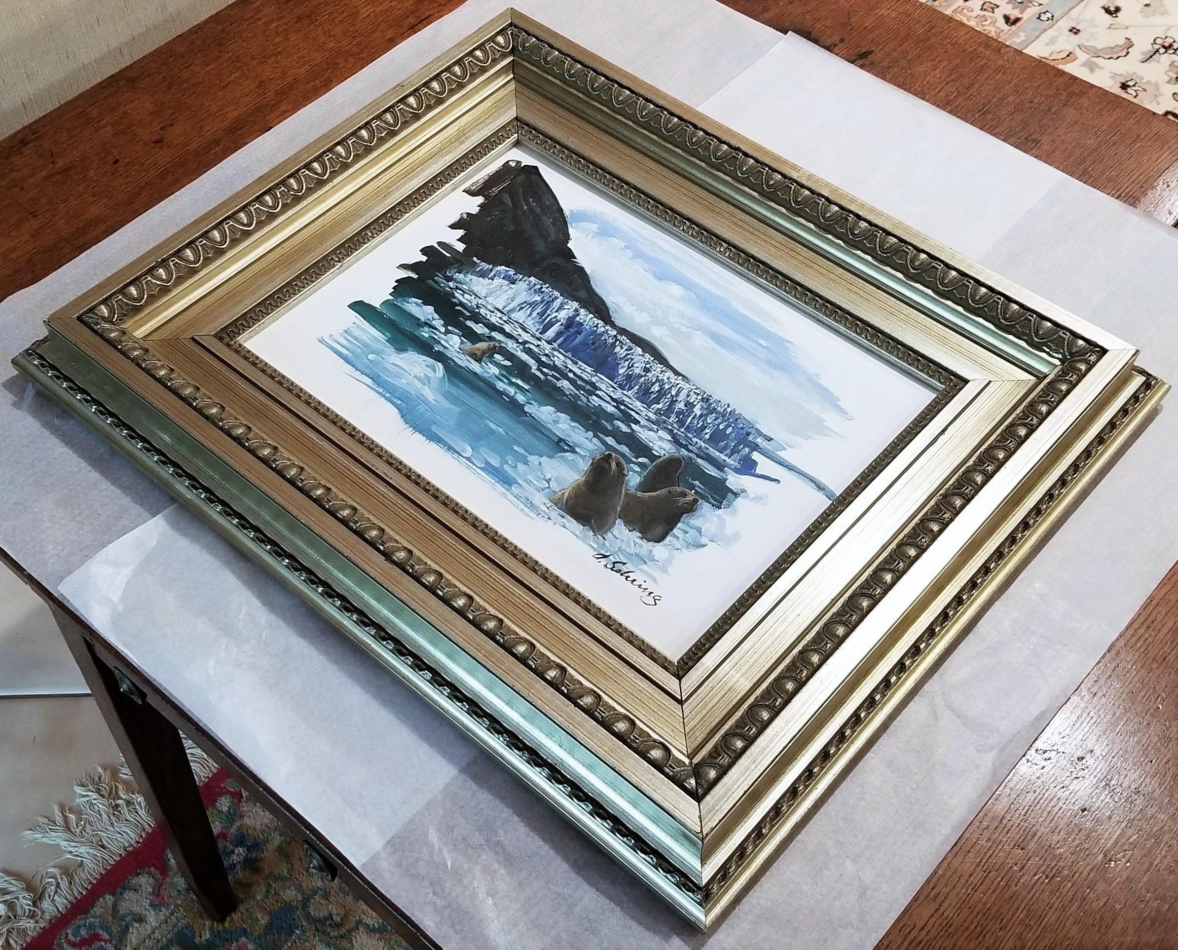Harbor Seals /// Contemporary Animal Icebergs Landscape Oil Painting Seascape For Sale 12