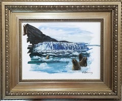 Guarnizioni di porto /// Animale contemporaneo Icebergs Paesaggio pittura ad olio Paesaggio marino