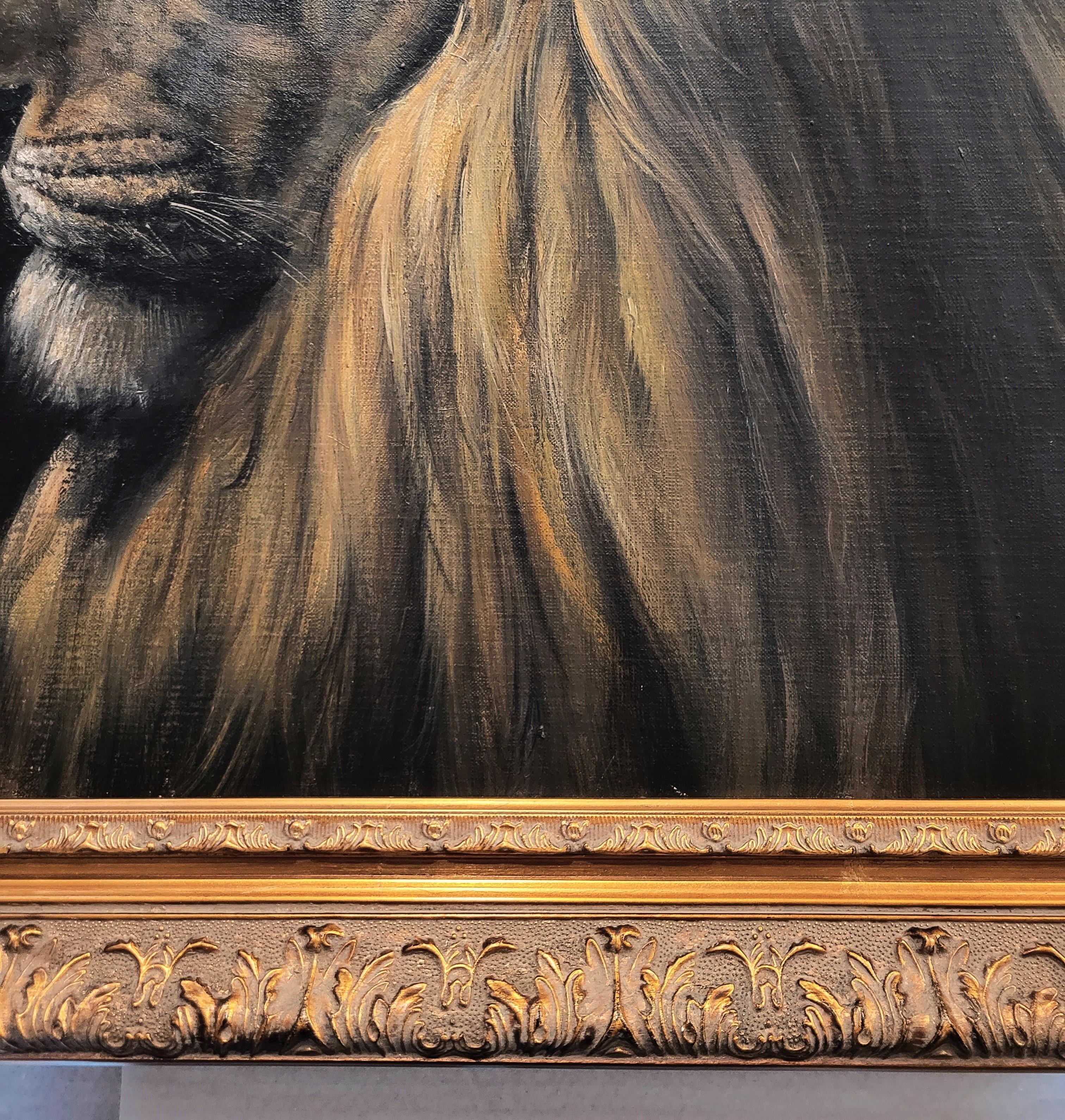 Stoic Lion /// African Wildlife Safari Big Cat Animal Art Portrait Oil Painting For Sale 6