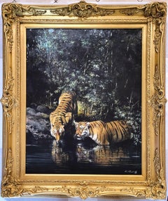Reflections of the Jungle /// Big Cat Tiger India Asia Wildlife Animal Painting
