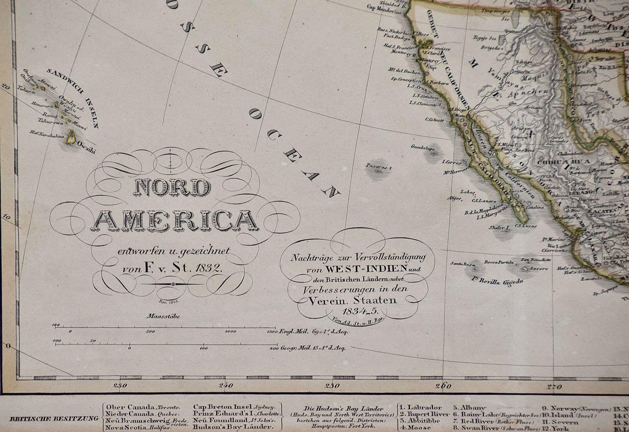 This framed early 19th century map of North America entitled 