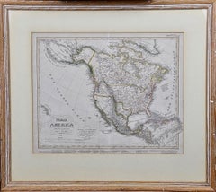 Antique North America: A Framed Hand-colored 19th Century German Map by Adolph Stieler