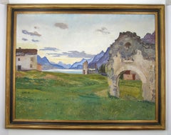 Adolf Tièche (1877 - 1957) Ruins Surlej Silvaplana Switzerland Oil Painting 1923