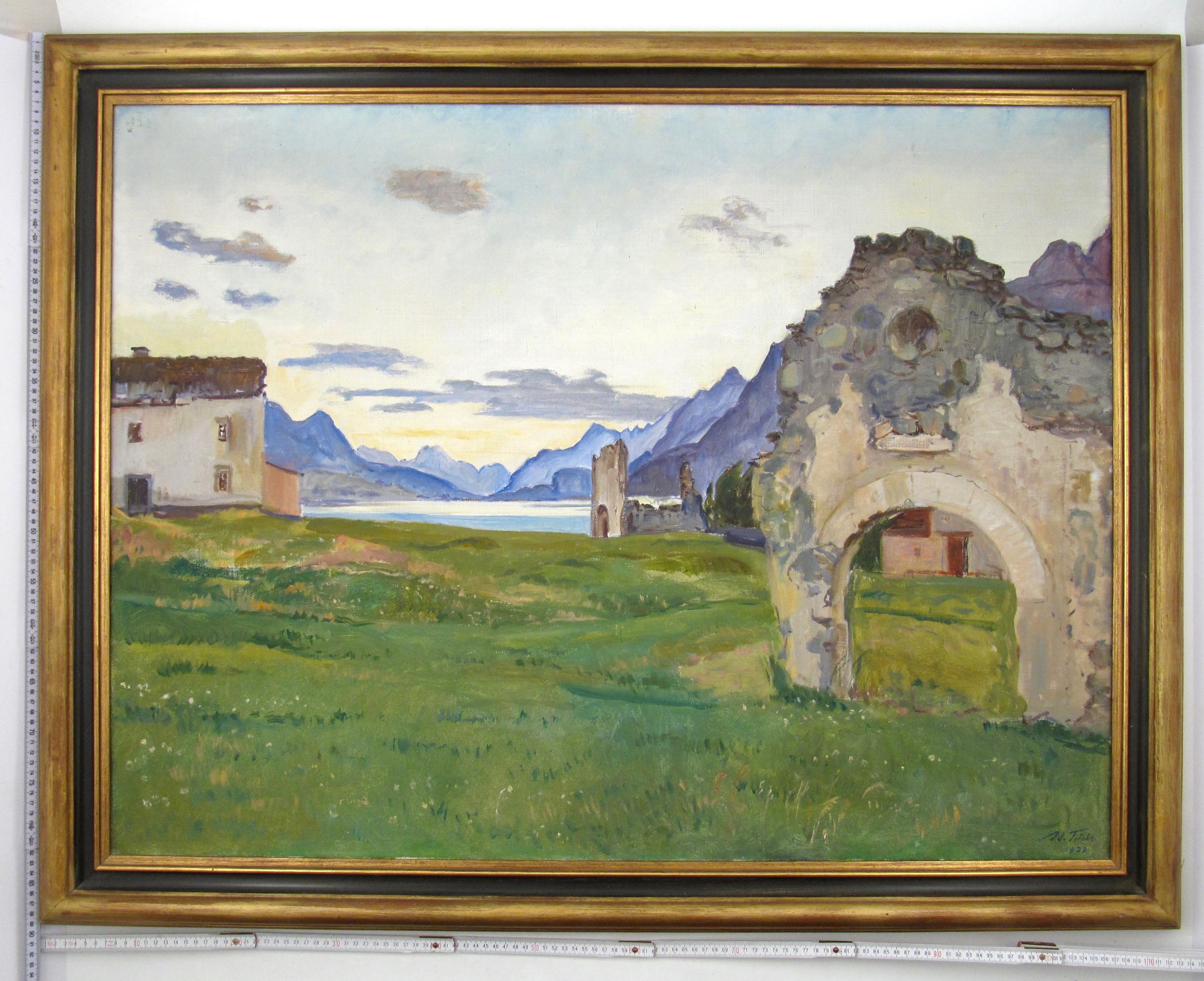 Adolf Tièche (1877 - 1957) Ruins Surlej Silvaplana Switzerland Oil Painting 1923 For Sale 4