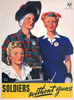 Original VIntage WWII Soldiers Without Guns Poster by Adolf Treidler - Rare !