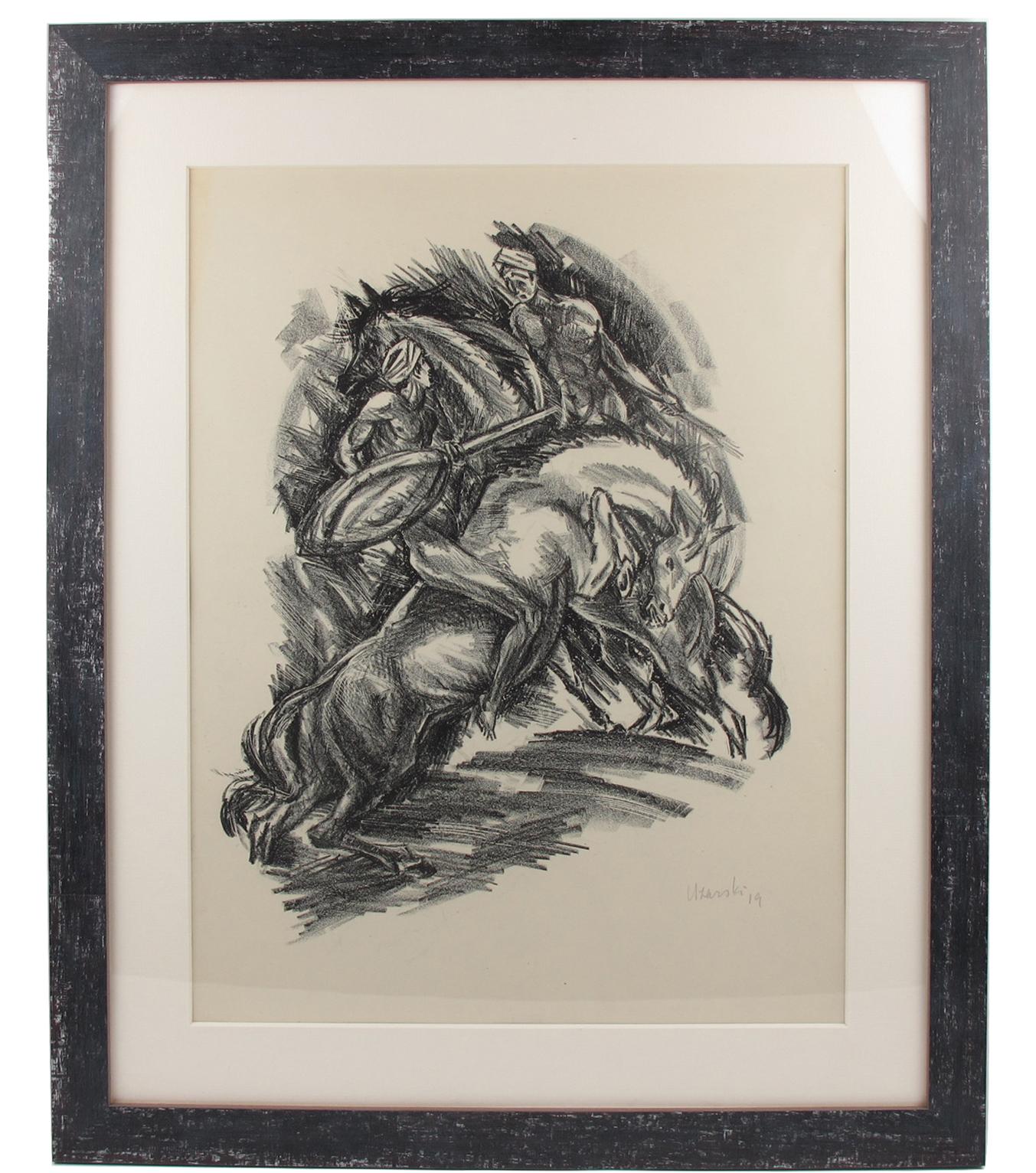 Art Deco Fantasy Illustration Zeichnung Malerei Lithographie von Adolf Uzarski im Angebot 3