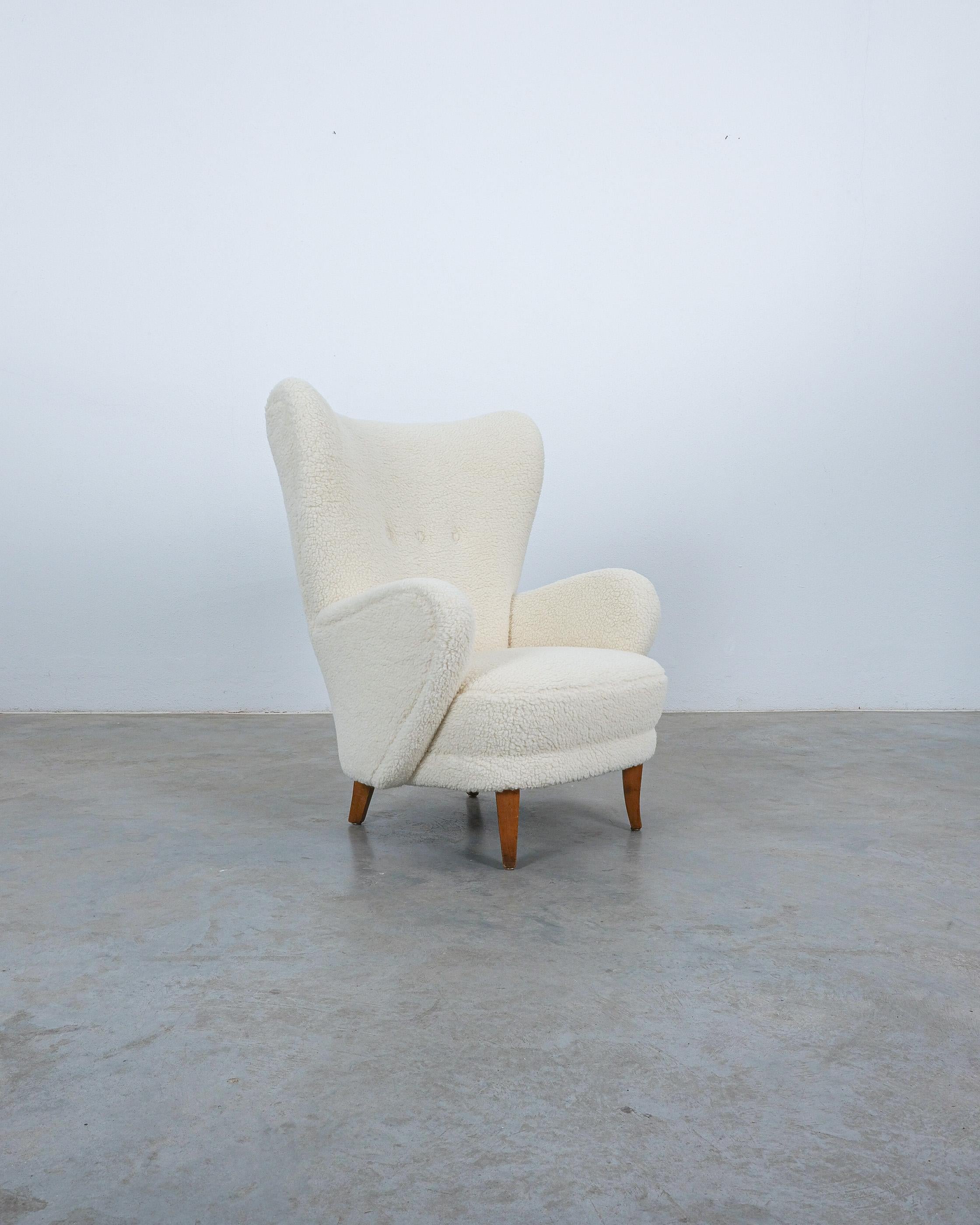 Adolf Wrenger Large Bouclé Beech Wood Armchair Germany, 1950 For Sale 7