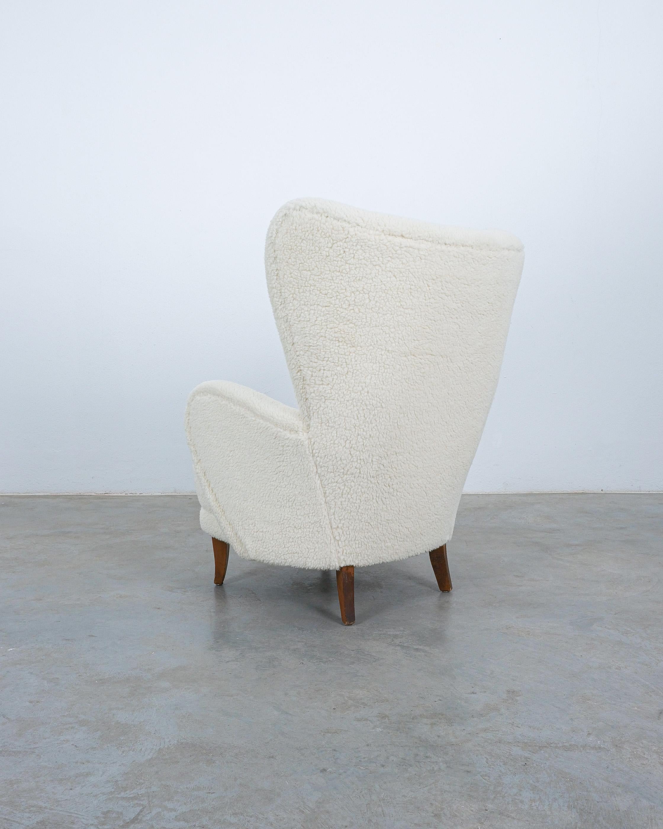 Adolf Wrenger Large Bouclé Beech Wood Armchair Germany, 1950 For Sale 2