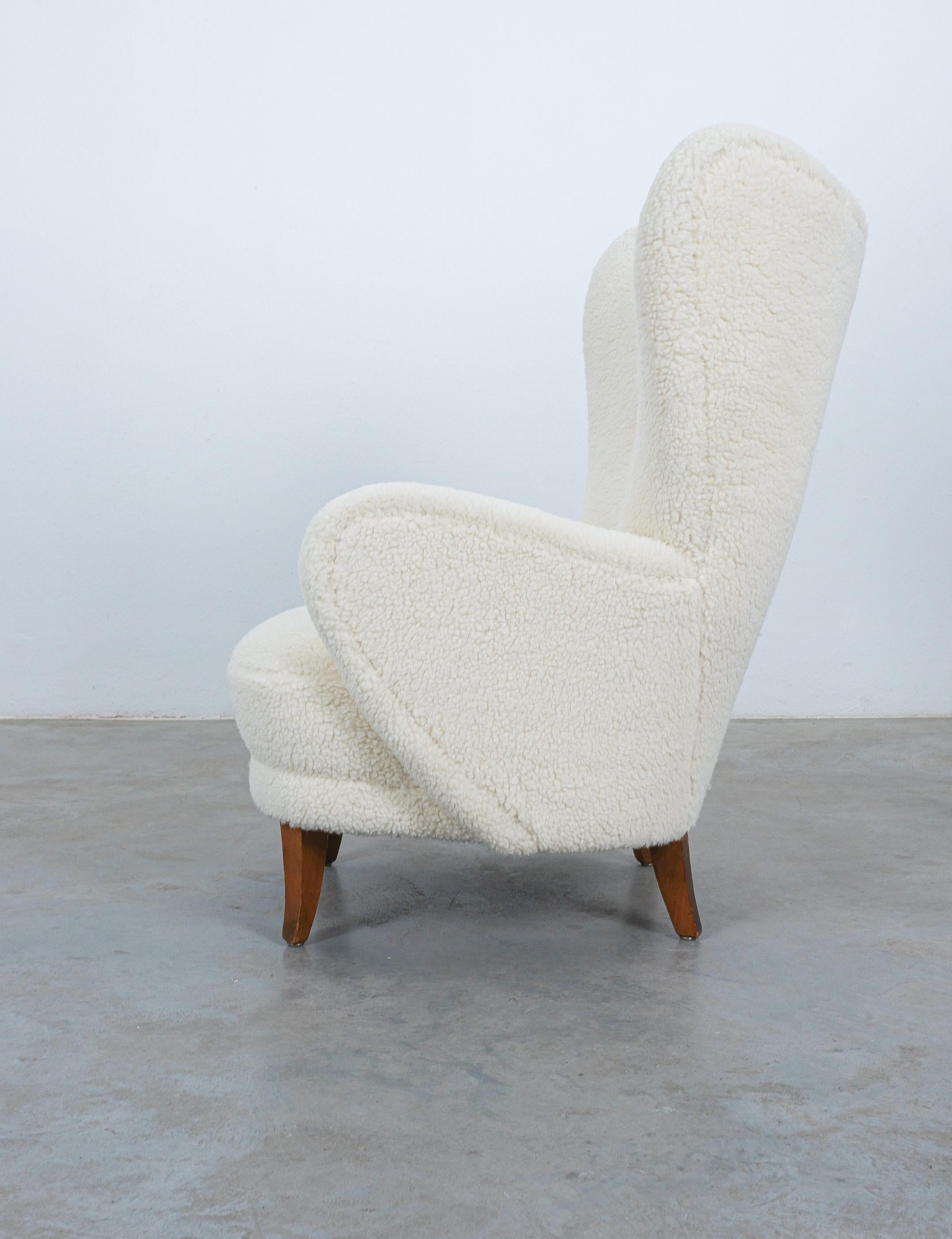 Adolf Wrenger Large Bouclé Beech Wood Armchair Germany, 1950 For Sale 3