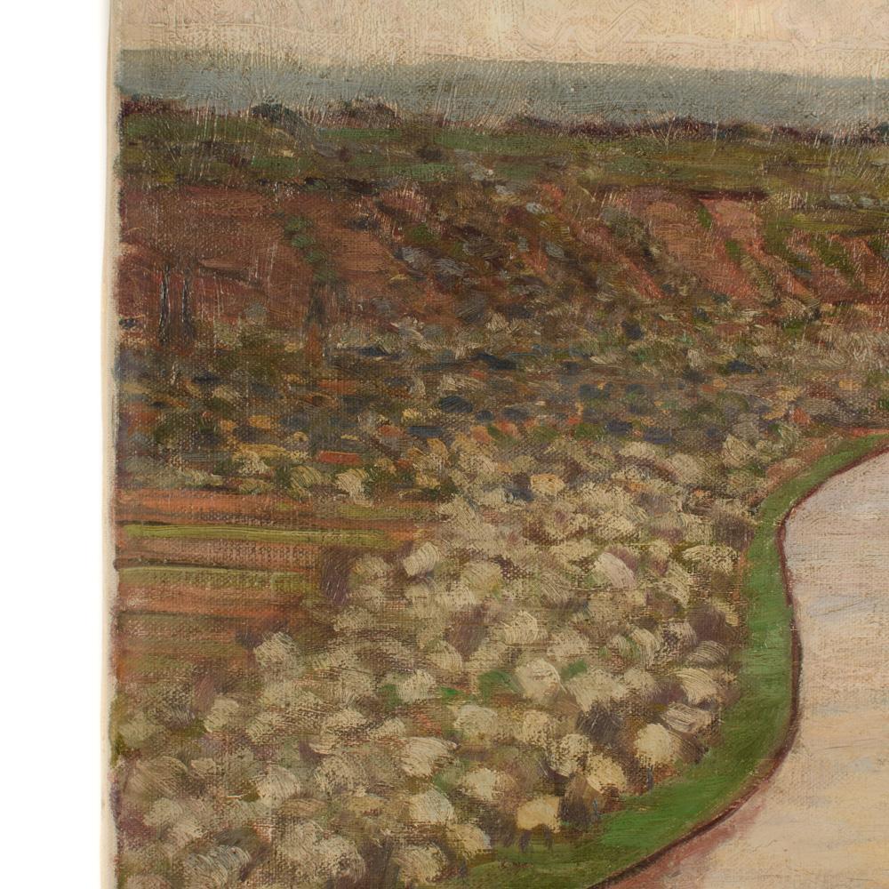 Adolf Zogbaum (German 1883 - 1961) View of Moselle River, oil on canvas painting In Good Condition For Sale In Philadelphia, PA