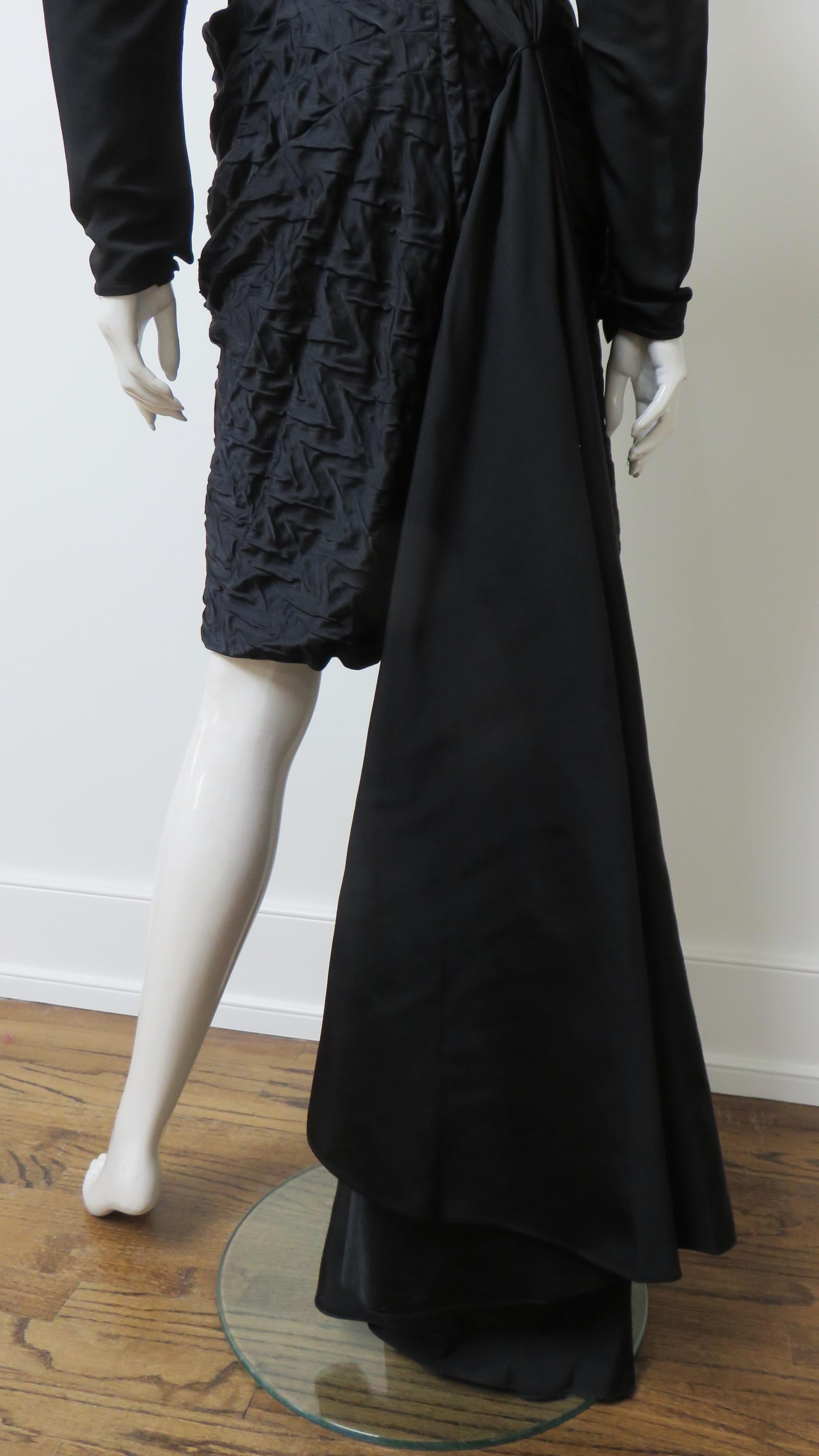 Adolfo 1970s Silk Dress with Back Swag For Sale 5