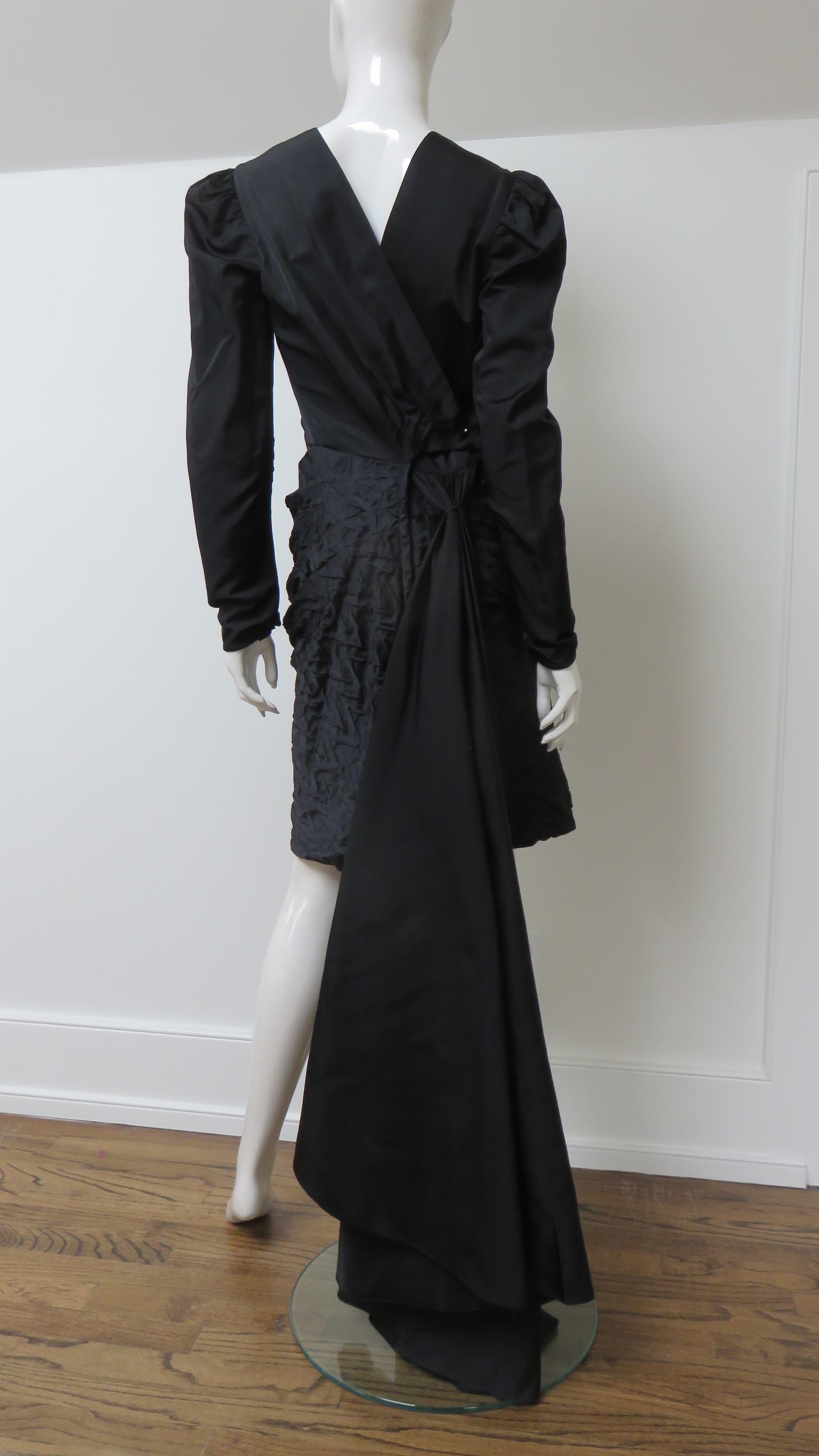 Adolfo 1970s Silk Dress with Back Swag For Sale 6