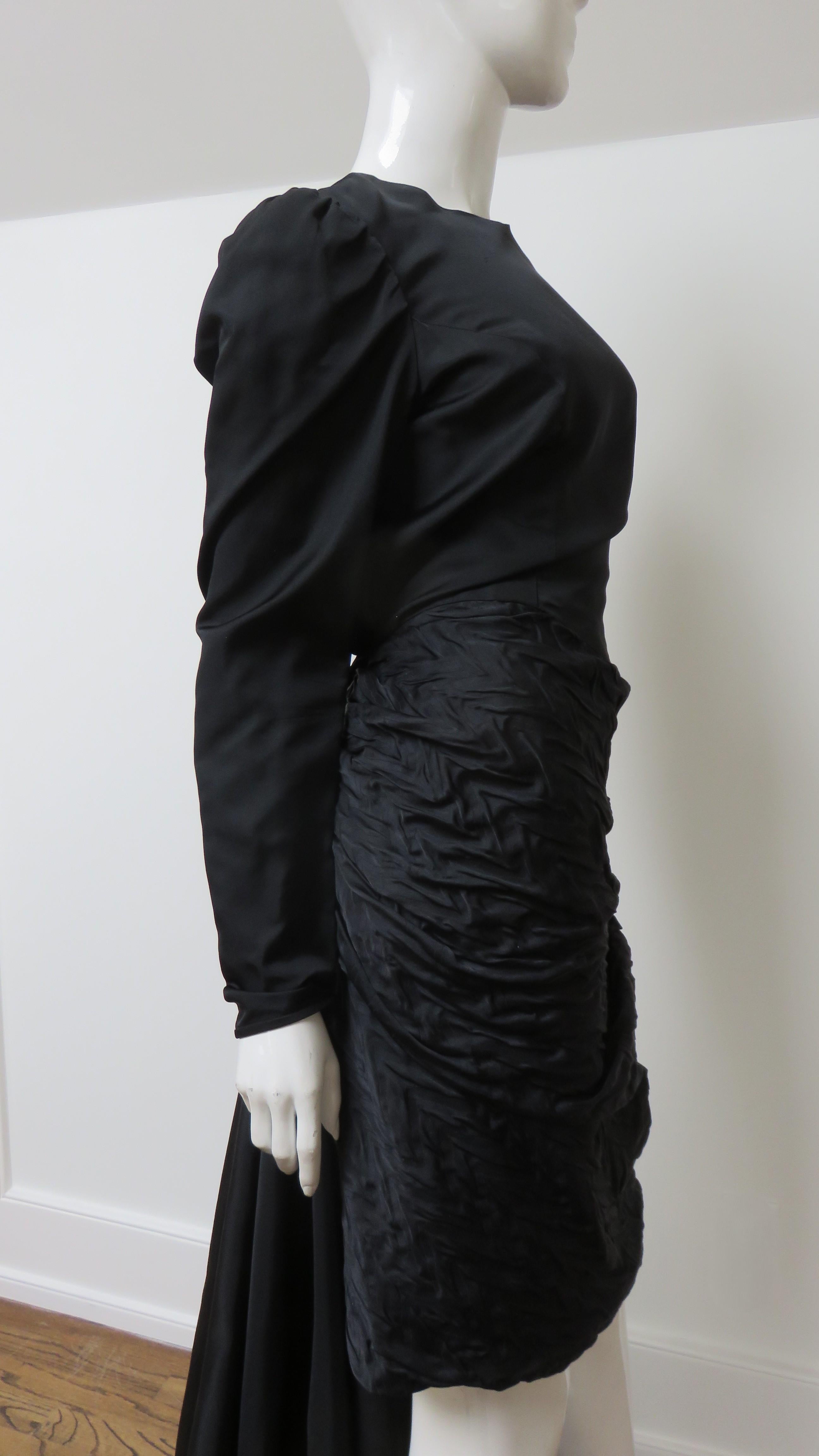 Women's Adolfo 1970s Silk Dress with Back Swag For Sale